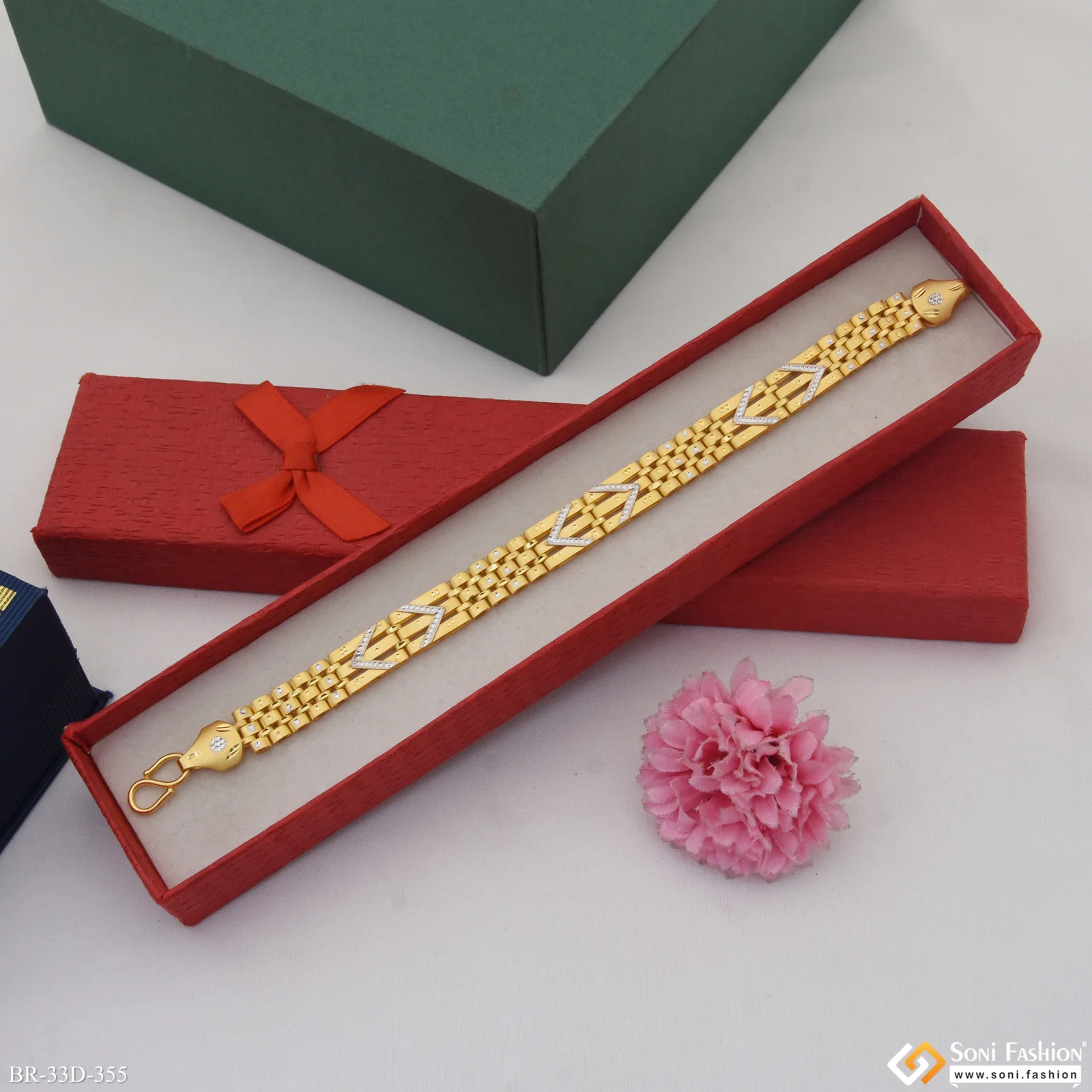 1 Gram Gold Plated Excellent Design Bracelet for Men - Style D355 - Image 5