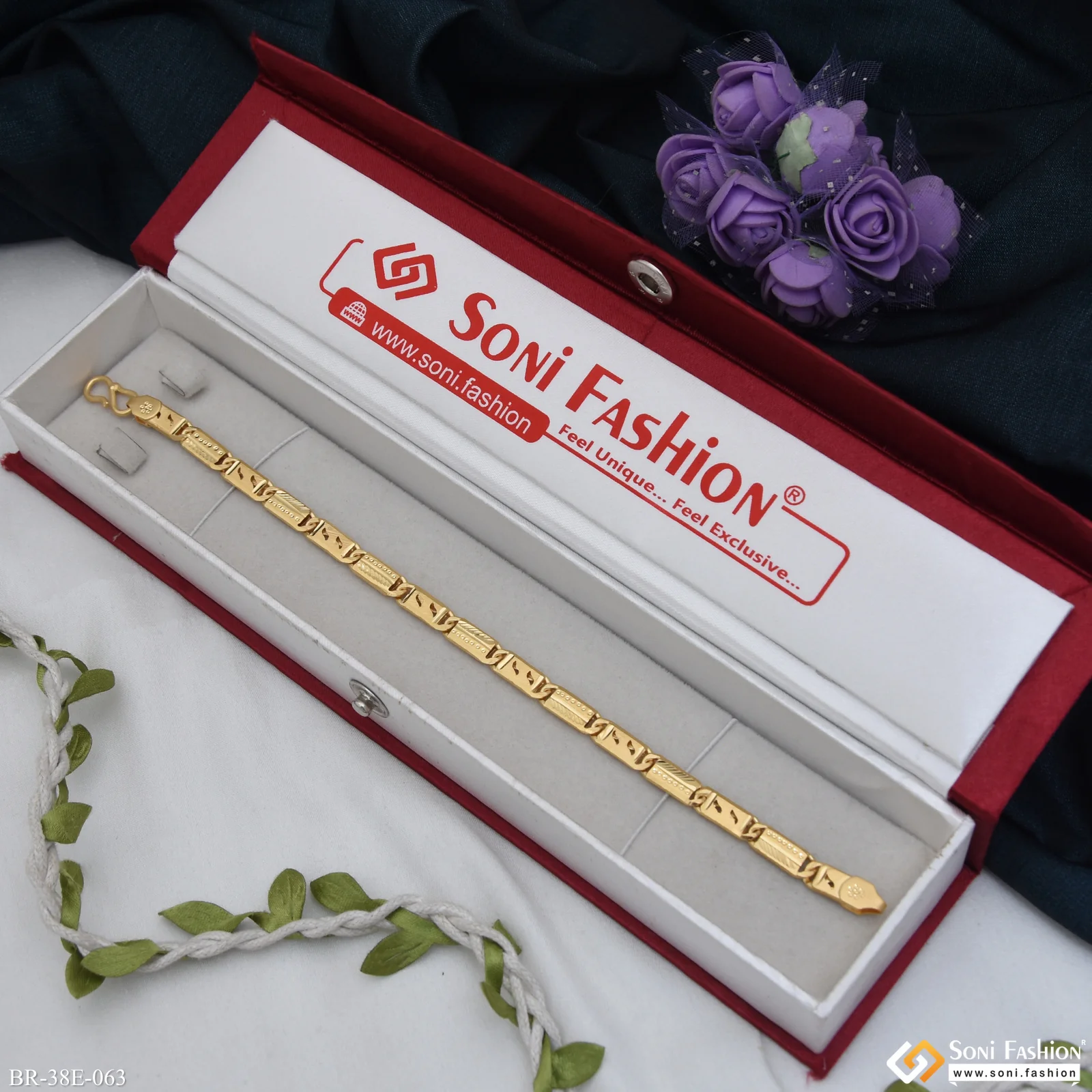 1 Gram Gold Plated Excellent Design Nawabi Bracelet for Men - Style E063 - Image 2