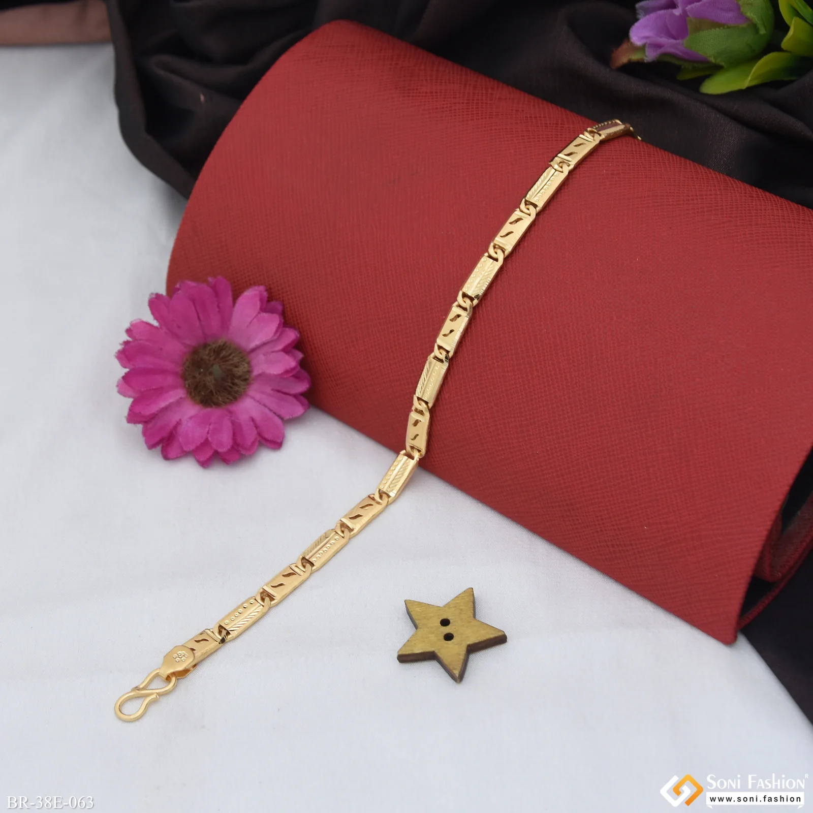 1 Gram Gold Plated Excellent Design Nawabi Bracelet for Men - Style E063 - Image 3