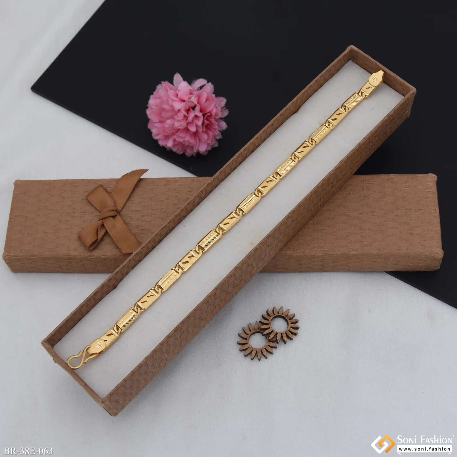 1 Gram Gold Plated Excellent Design Nawabi Bracelet for Men - Style E063 - Image 5