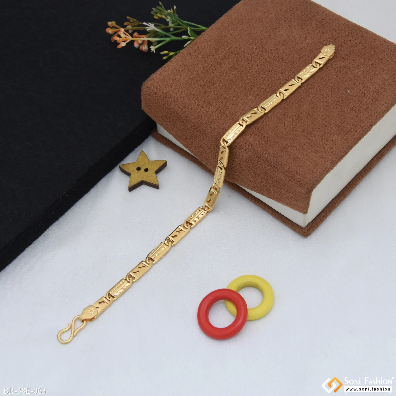 1 Gram Gold Plated Excellent Design Nawabi Bracelet for Men - Style E063 - Image 6