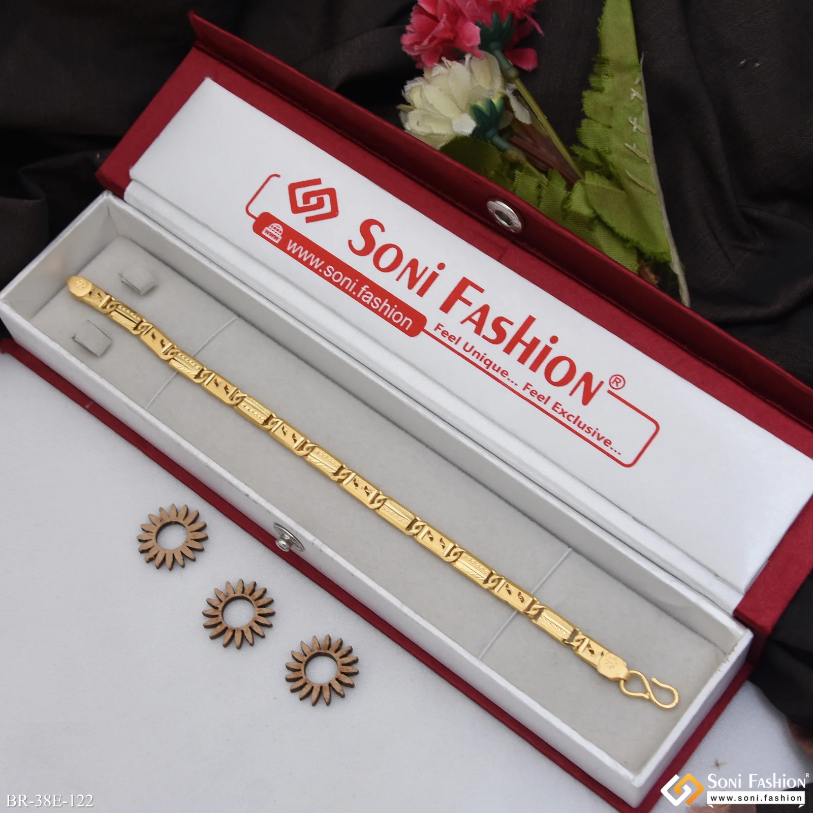 1 Gram Gold Plated Excellent Design Nawabi Bracelet for Men - Style E122 - Image 2