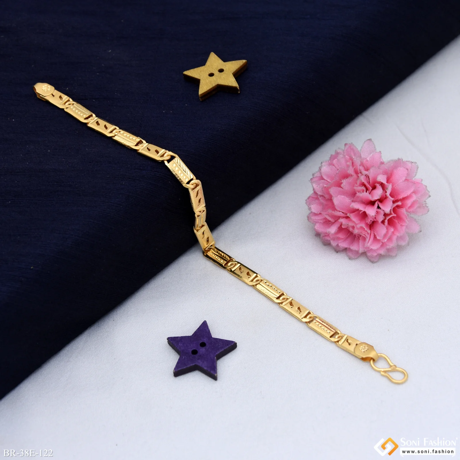 1 Gram Gold Plated Excellent Design Nawabi Bracelet for Men - Style E122 - Image 3