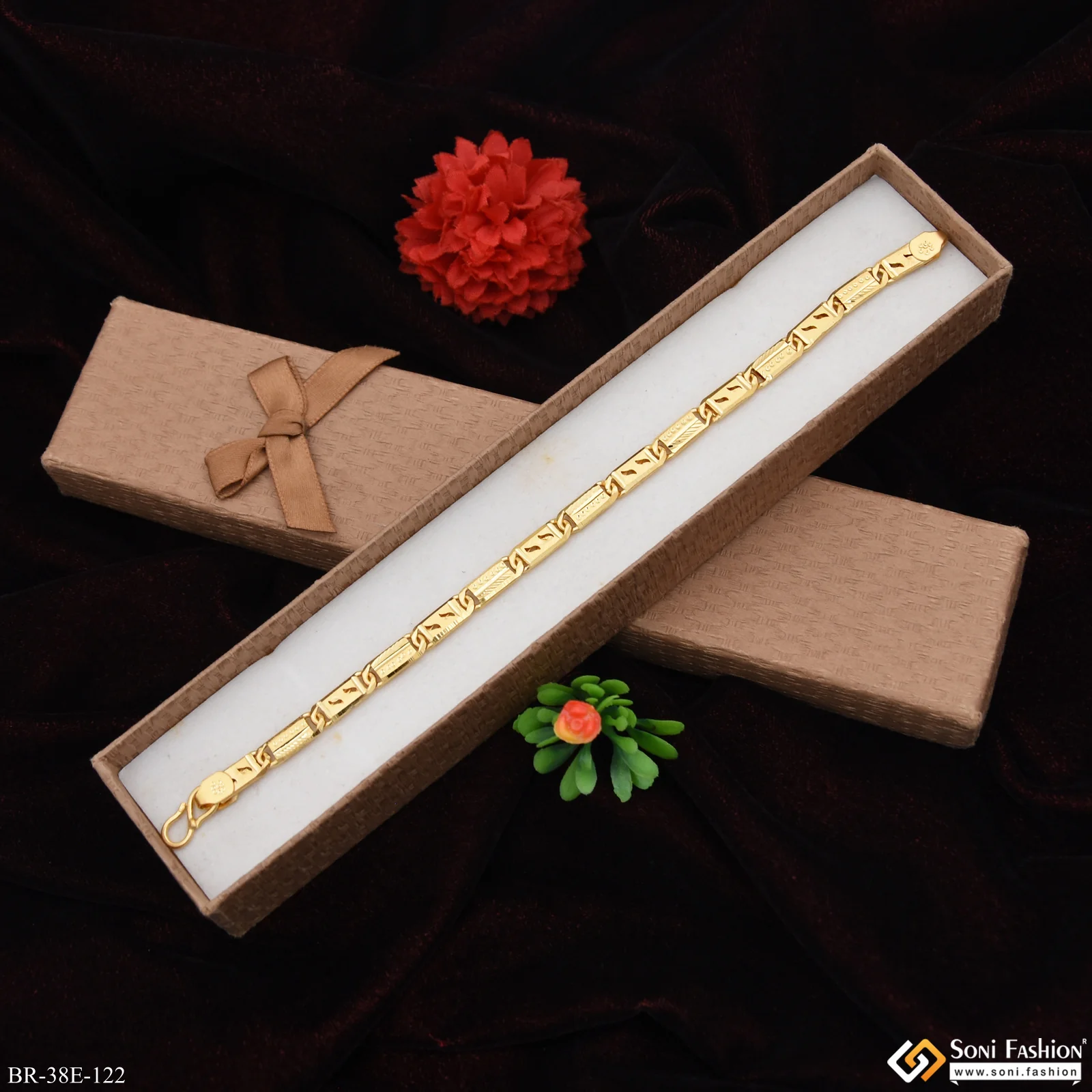 1 Gram Gold Plated Excellent Design Nawabi Bracelet for Men - Style E122 - Image 4