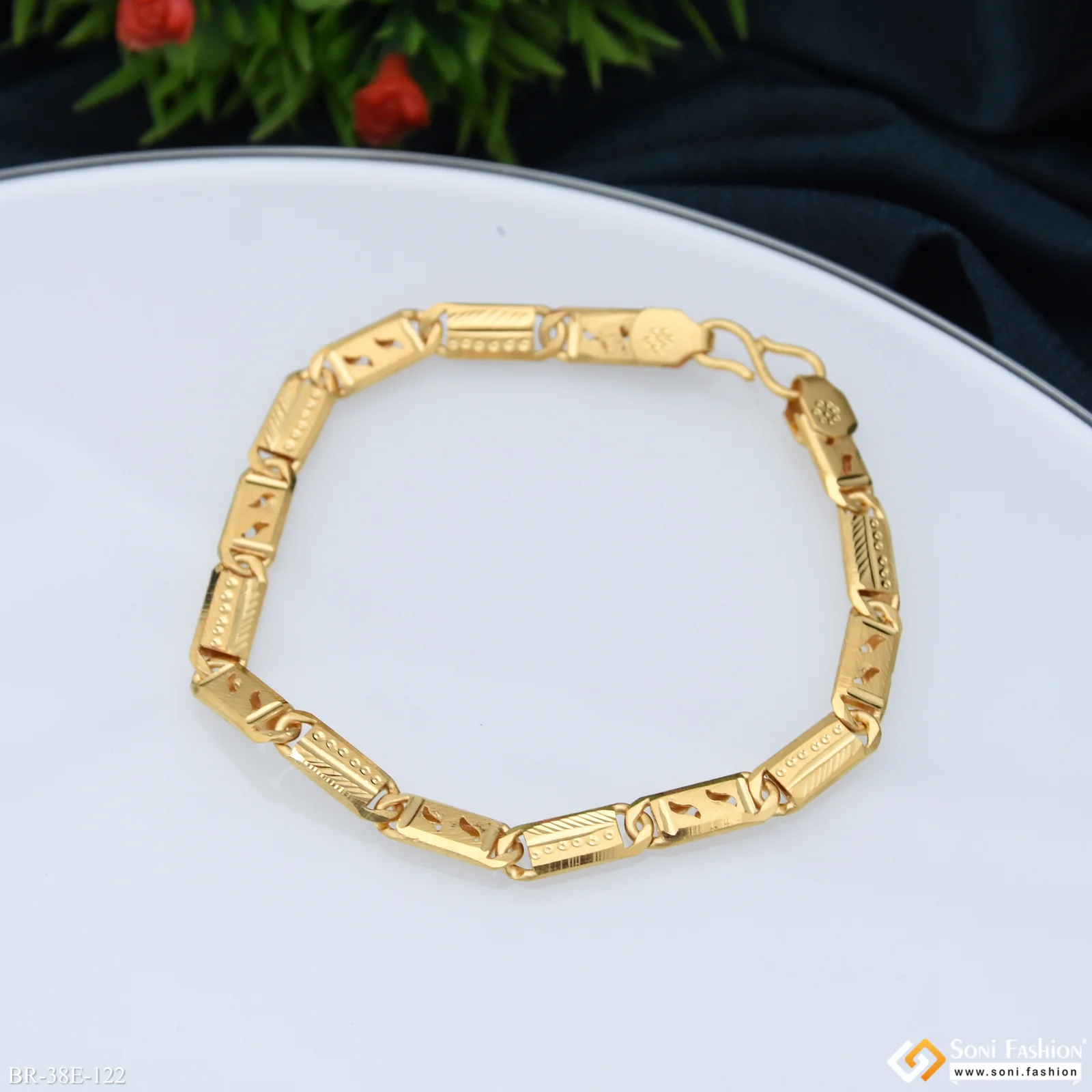 1 Gram Gold Plated Excellent Design Nawabi Bracelet for Men - Style E122 - Image 5