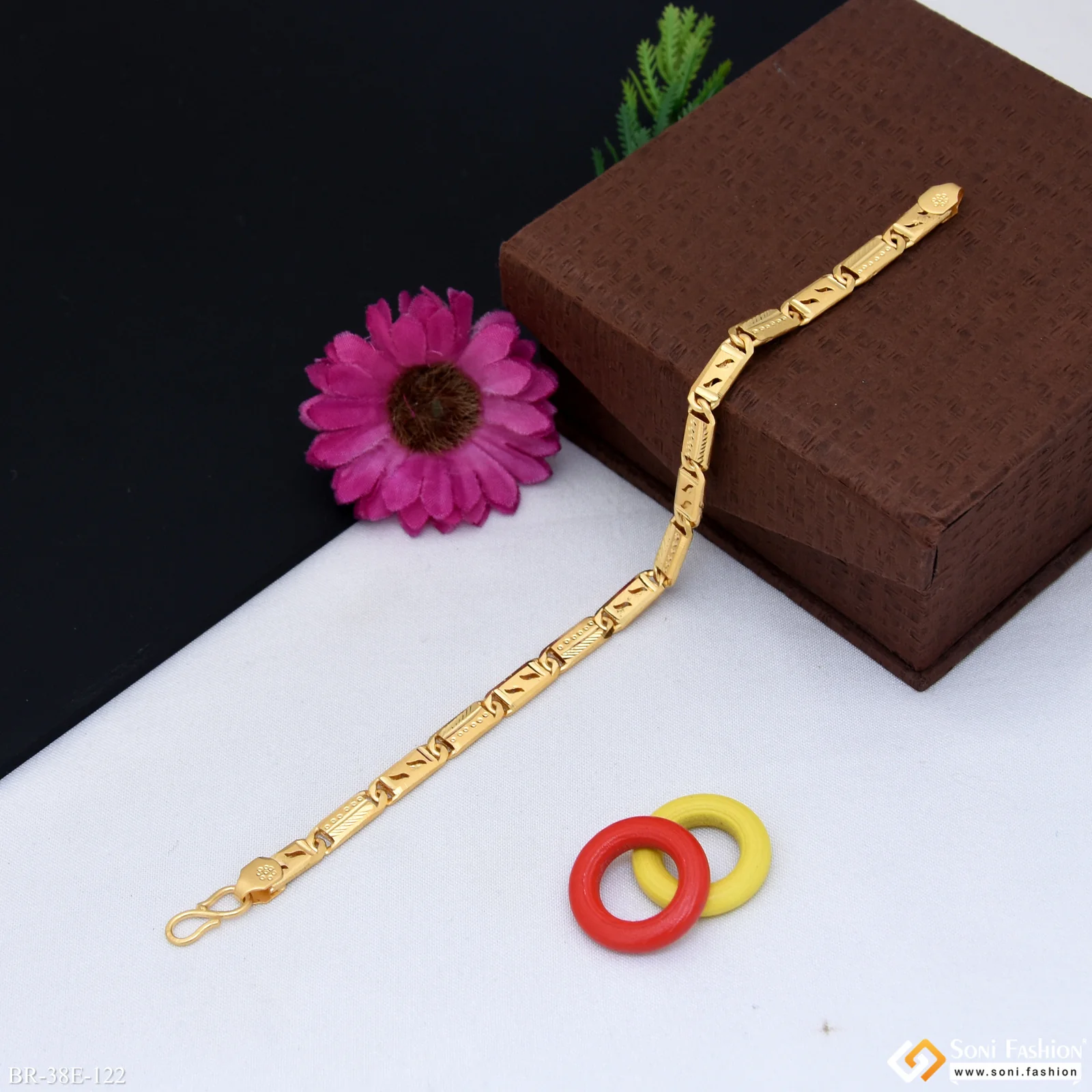 1 Gram Gold Plated Excellent Design Nawabi Bracelet for Men - Style E122 - Image 6