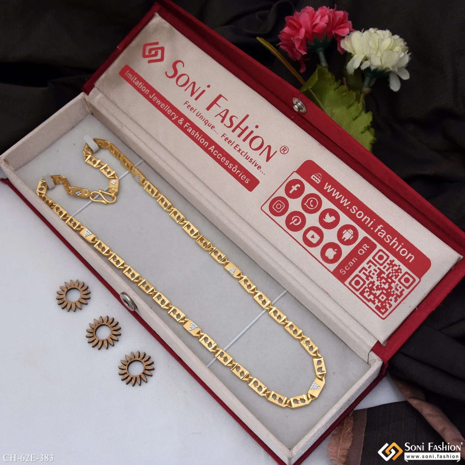 1 Gram Gold Plated Excellent Design Nawabi Chain for Men - Style E383 - Image 3