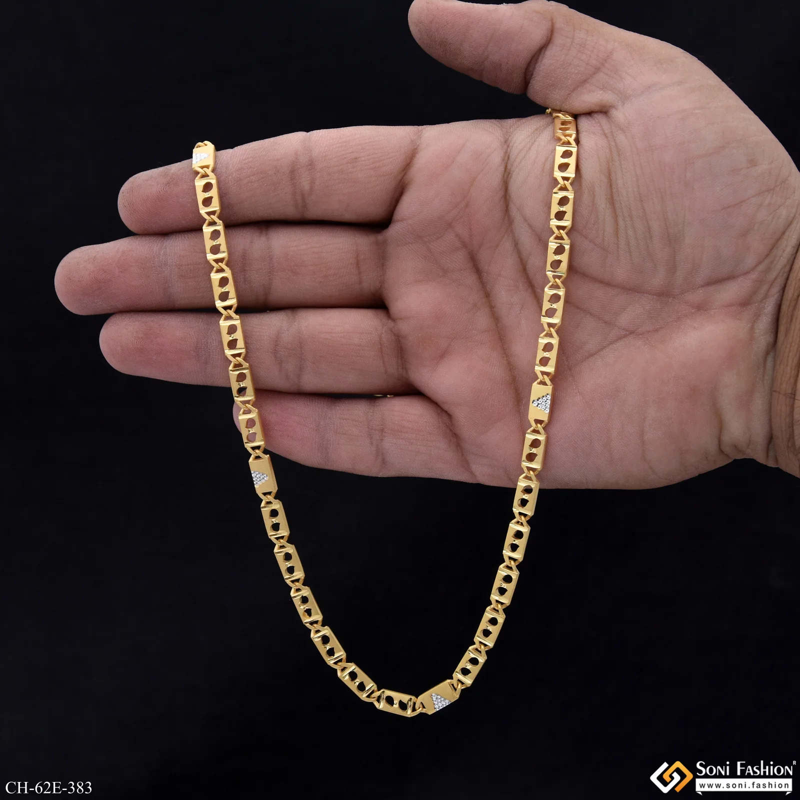 1 Gram Gold Plated Excellent Design Nawabi Chain for Men - Style E383 - Image 6