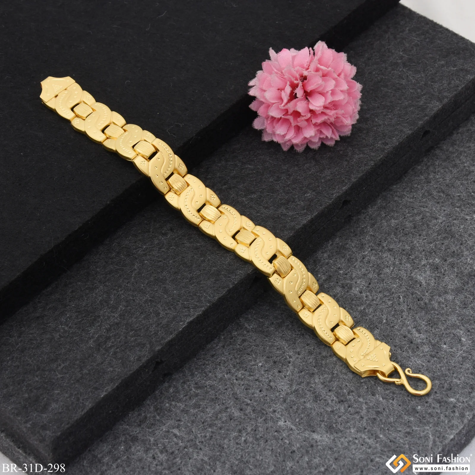 1 Gram Gold Plated Excellent Design Pokal Bracelet for Men - Style D298 - Image 3