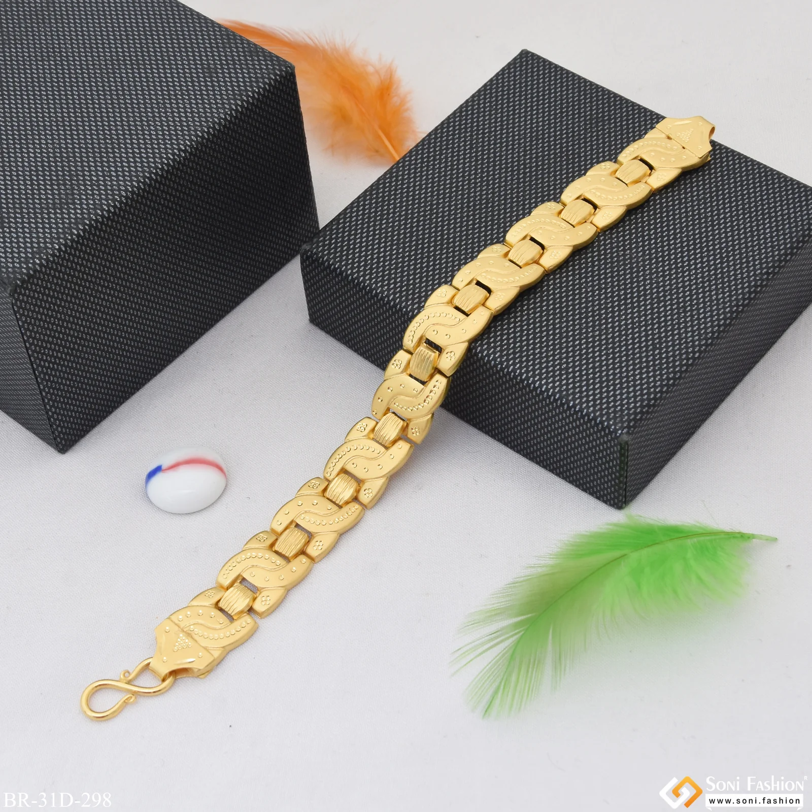 1 Gram Gold Plated Excellent Design Pokal Bracelet for Men - Style D298 - Image 4