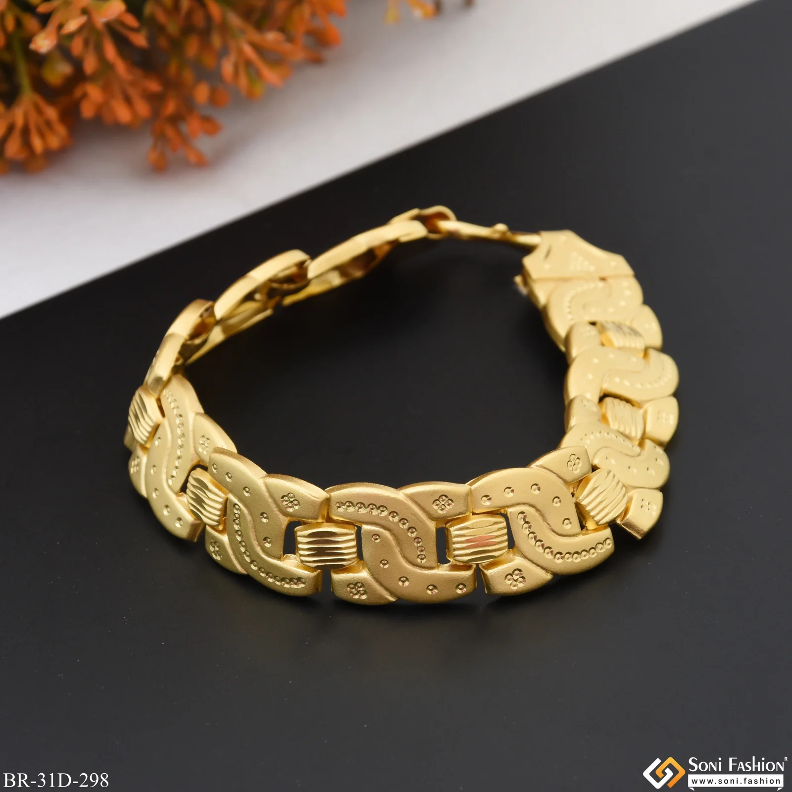 1 Gram Gold Plated Excellent Design Pokal Bracelet for Men - Style D298 - Image 6