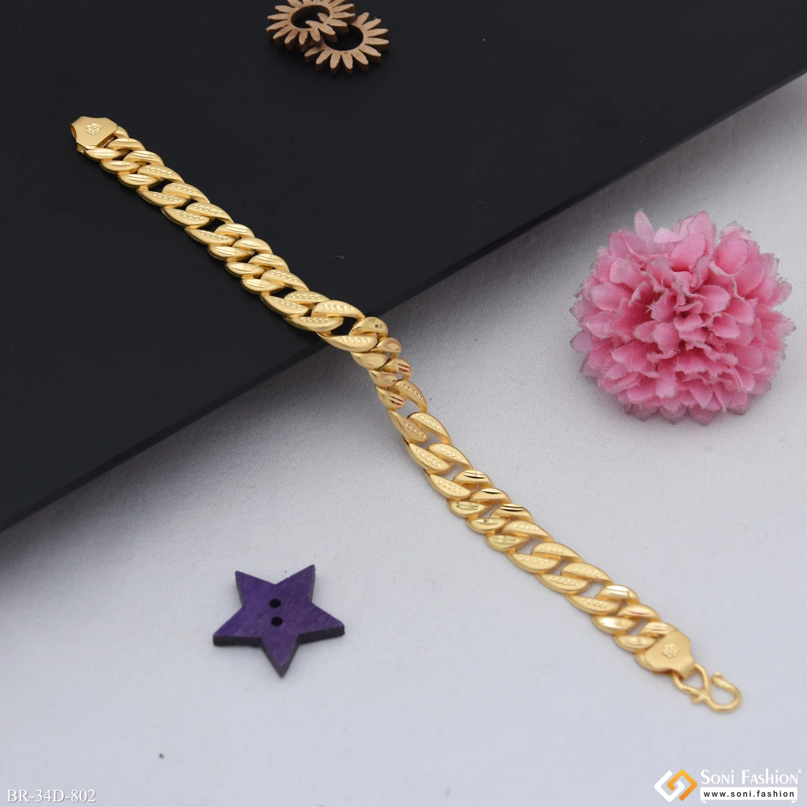 1 Gram Gold Plated Excellent Design Pokal Bracelet for Men - Style D802 - Image 4