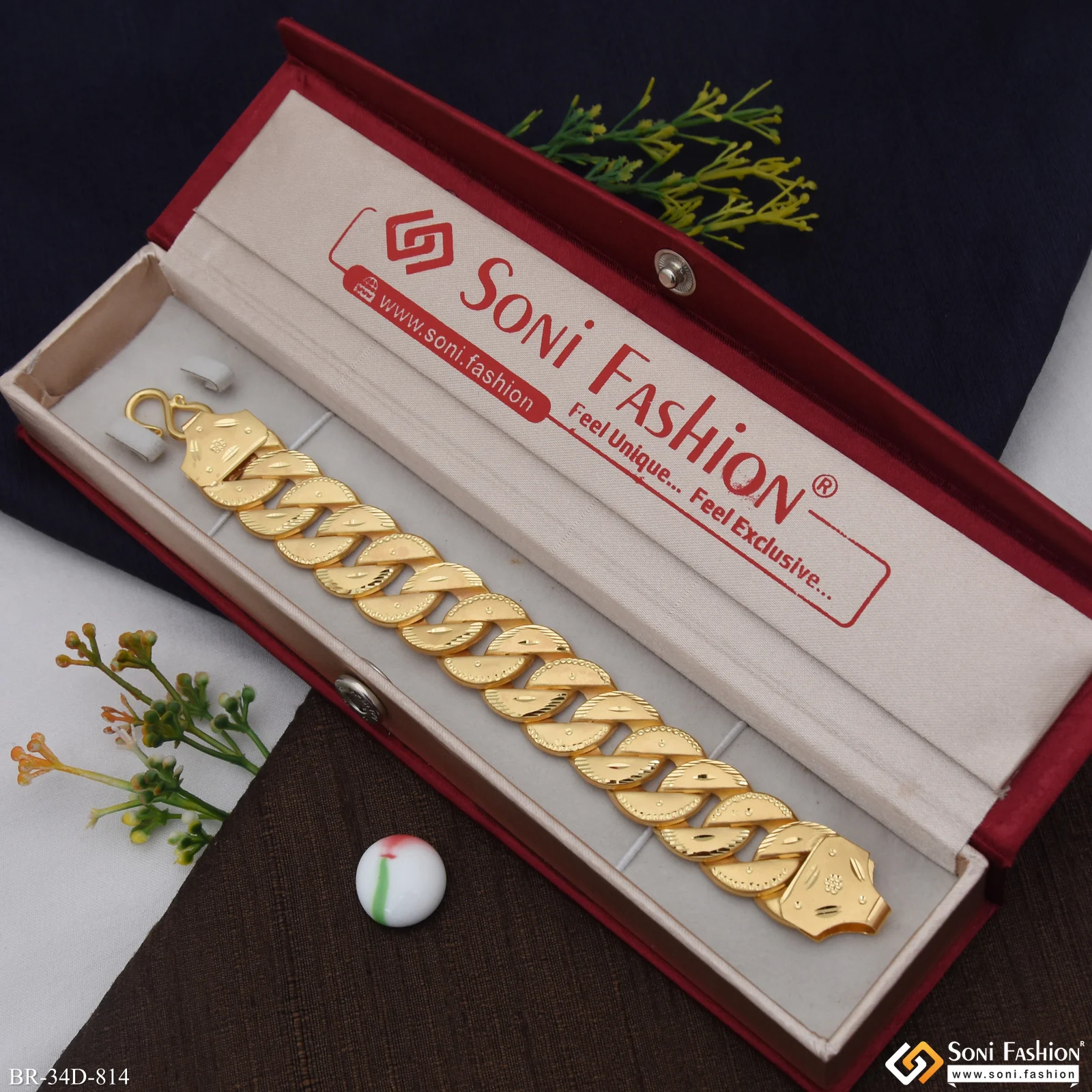 1 Gram Gold Plated Excellent Design Pokal Bracelet for Men - Style D814 - Image 2