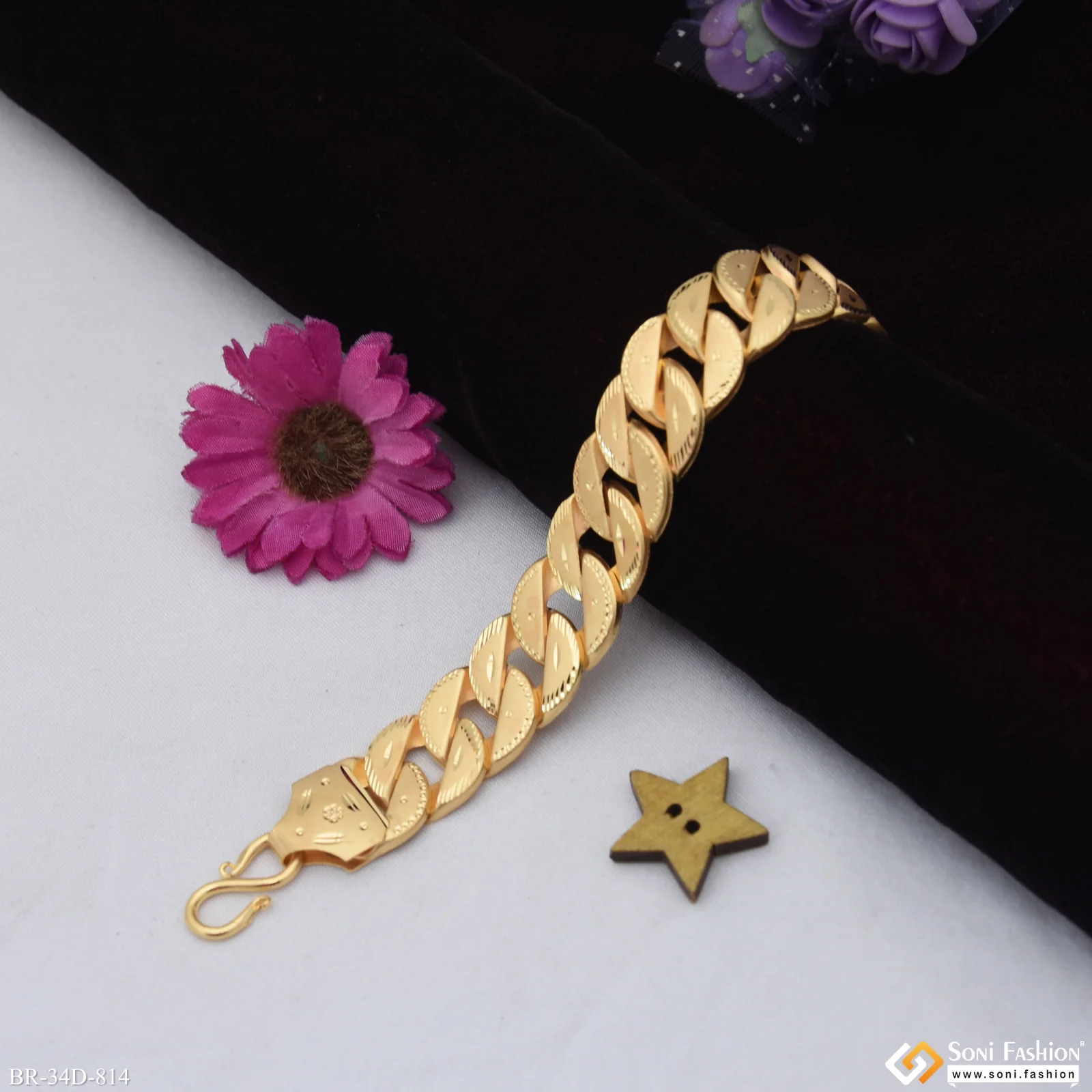 1 Gram Gold Plated Excellent Design Pokal Bracelet for Men - Style D814 - Image 3