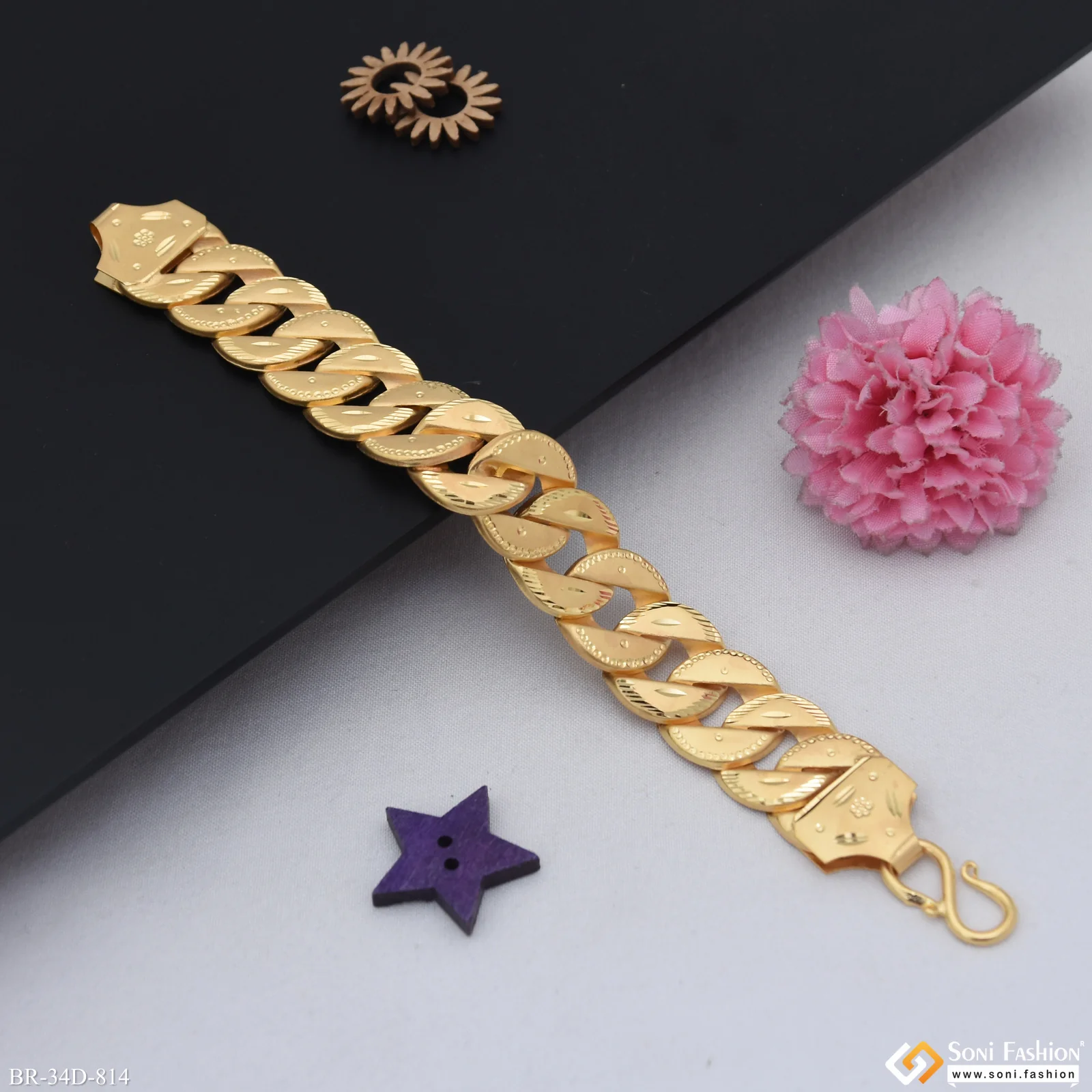 1 Gram Gold Plated Excellent Design Pokal Bracelet for Men - Style D814 - Image 4