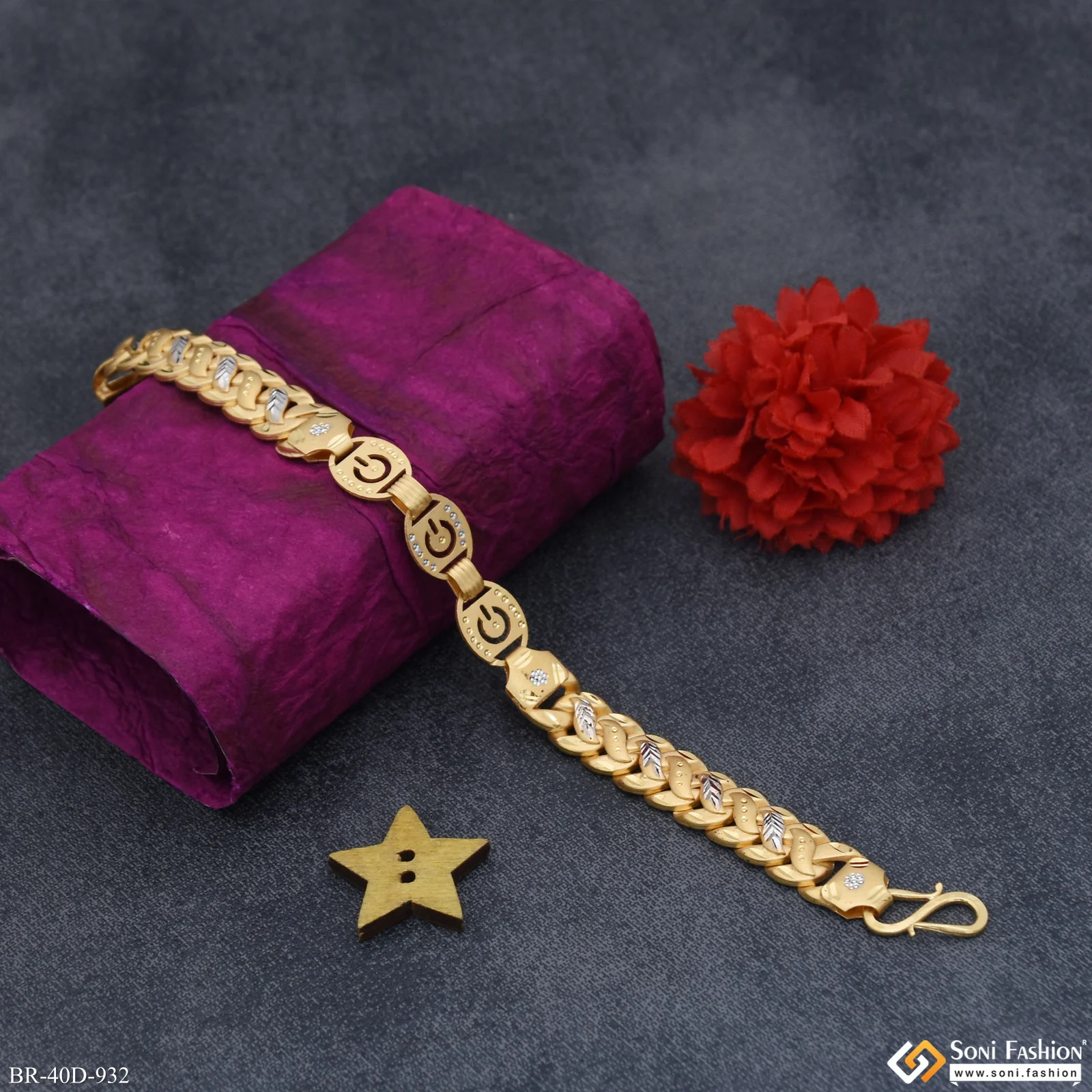 1 Gram Gold Plated Excellent Design Pokal Bracelet for Men - Style D932 - Image 3