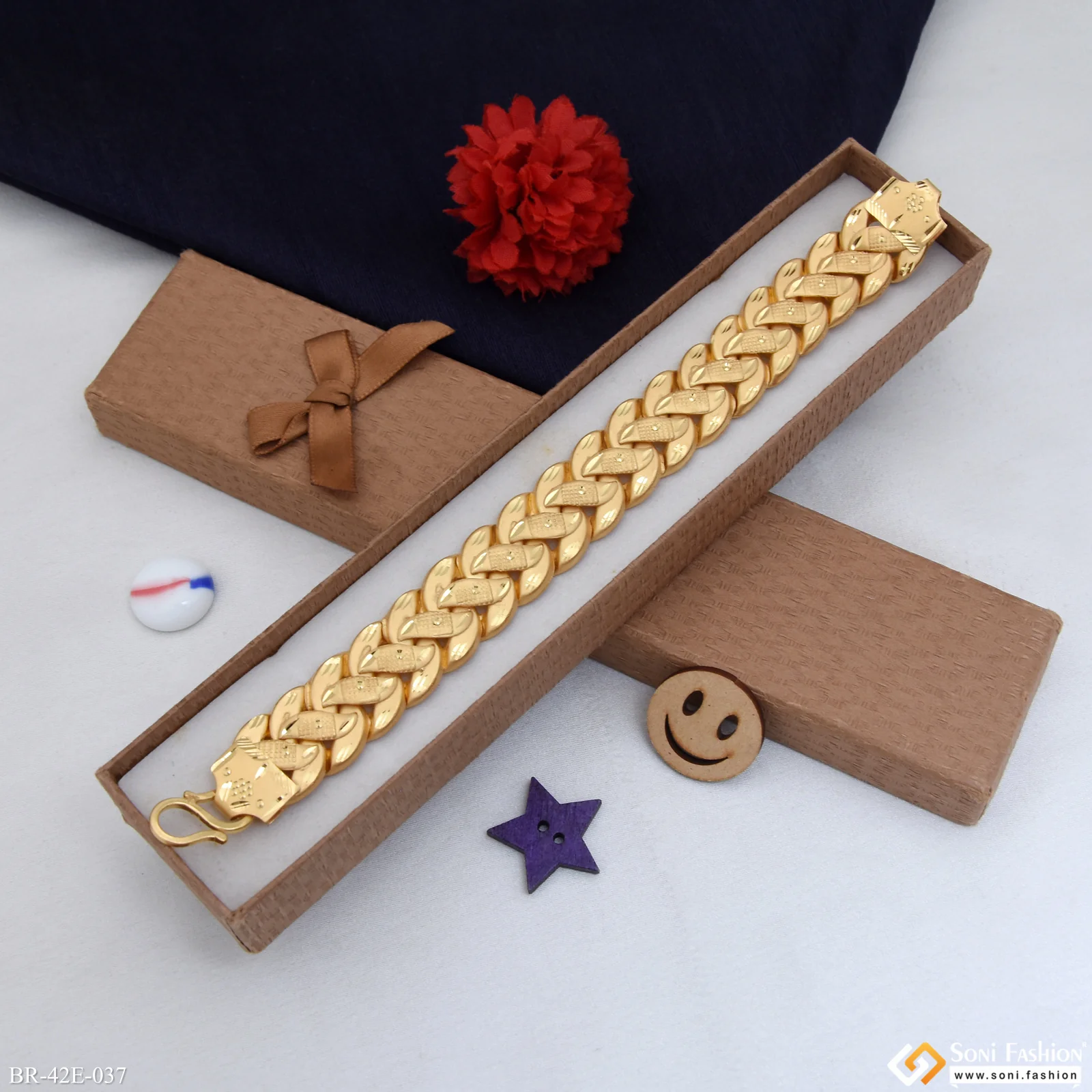 1 Gram Gold Plated Excellent Design Pokal Bracelet for Men - Style E037 - Image 3