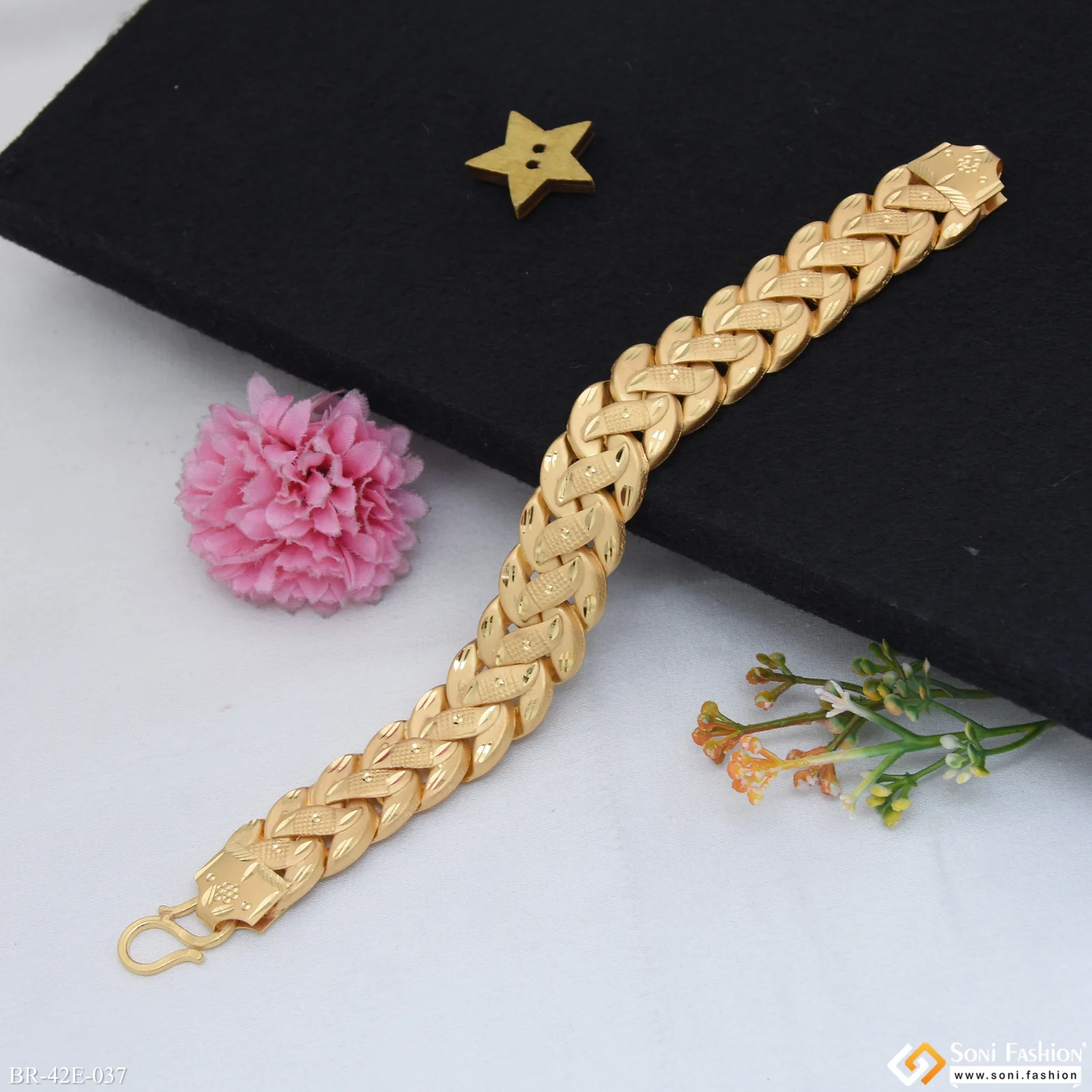 1 Gram Gold Plated Excellent Design Pokal Bracelet for Men - Style E037 - Image 4