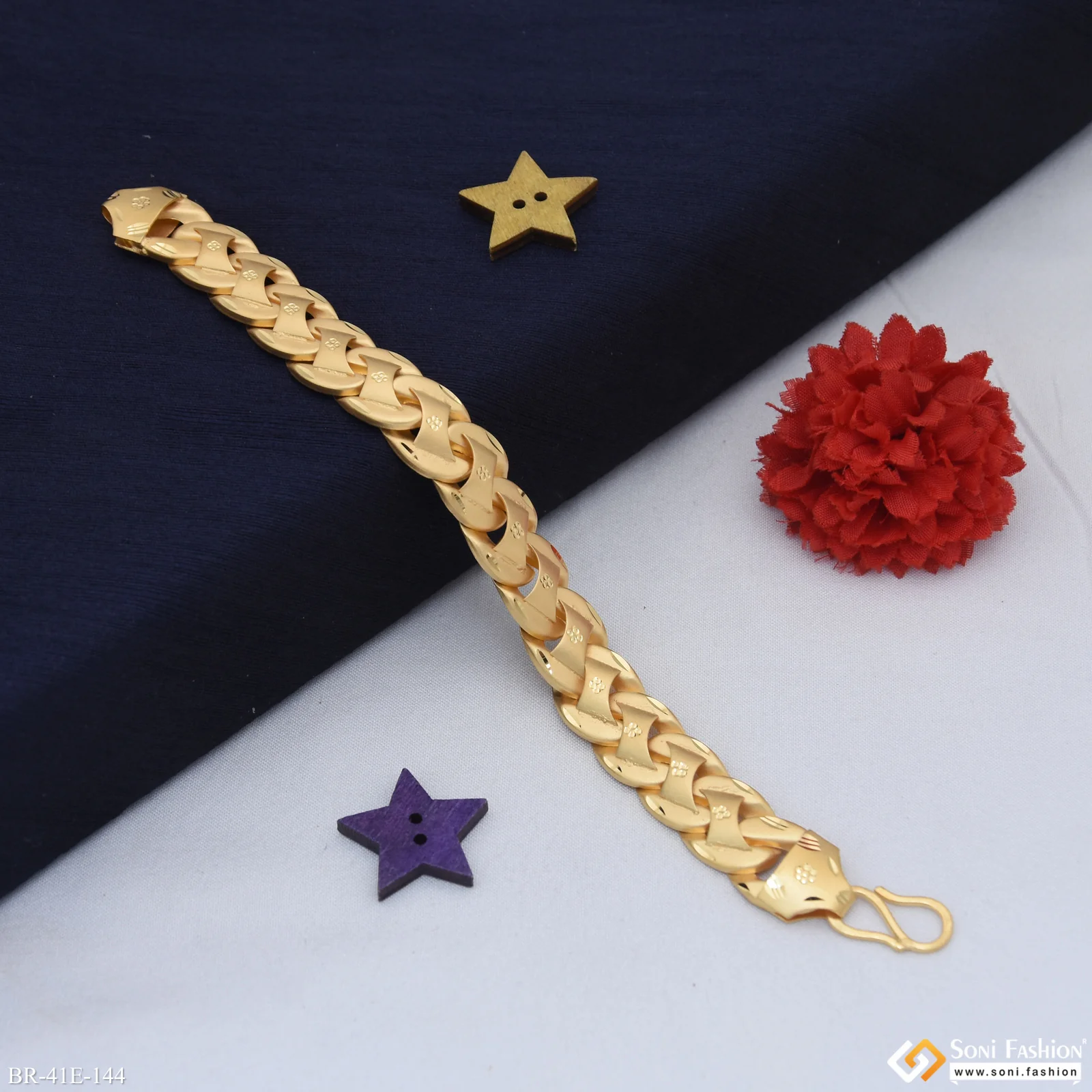 1 Gram Gold Plated Excellent Design Pokal Bracelet for Men - Style E144 - Image 5