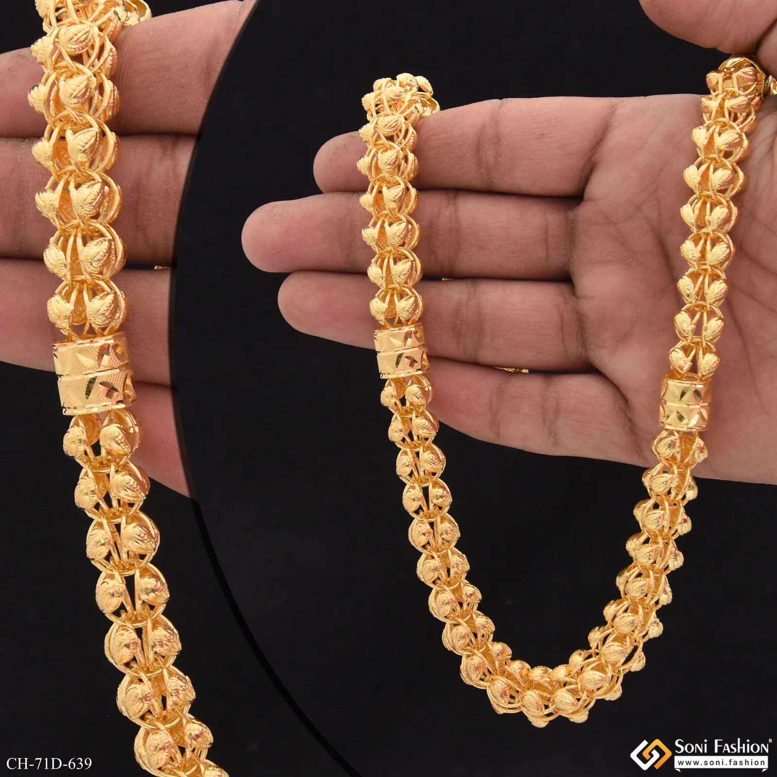 1 Gram Gold Plated Excellent Design Rajwadi Chain for Men - Style D639 - Image 2