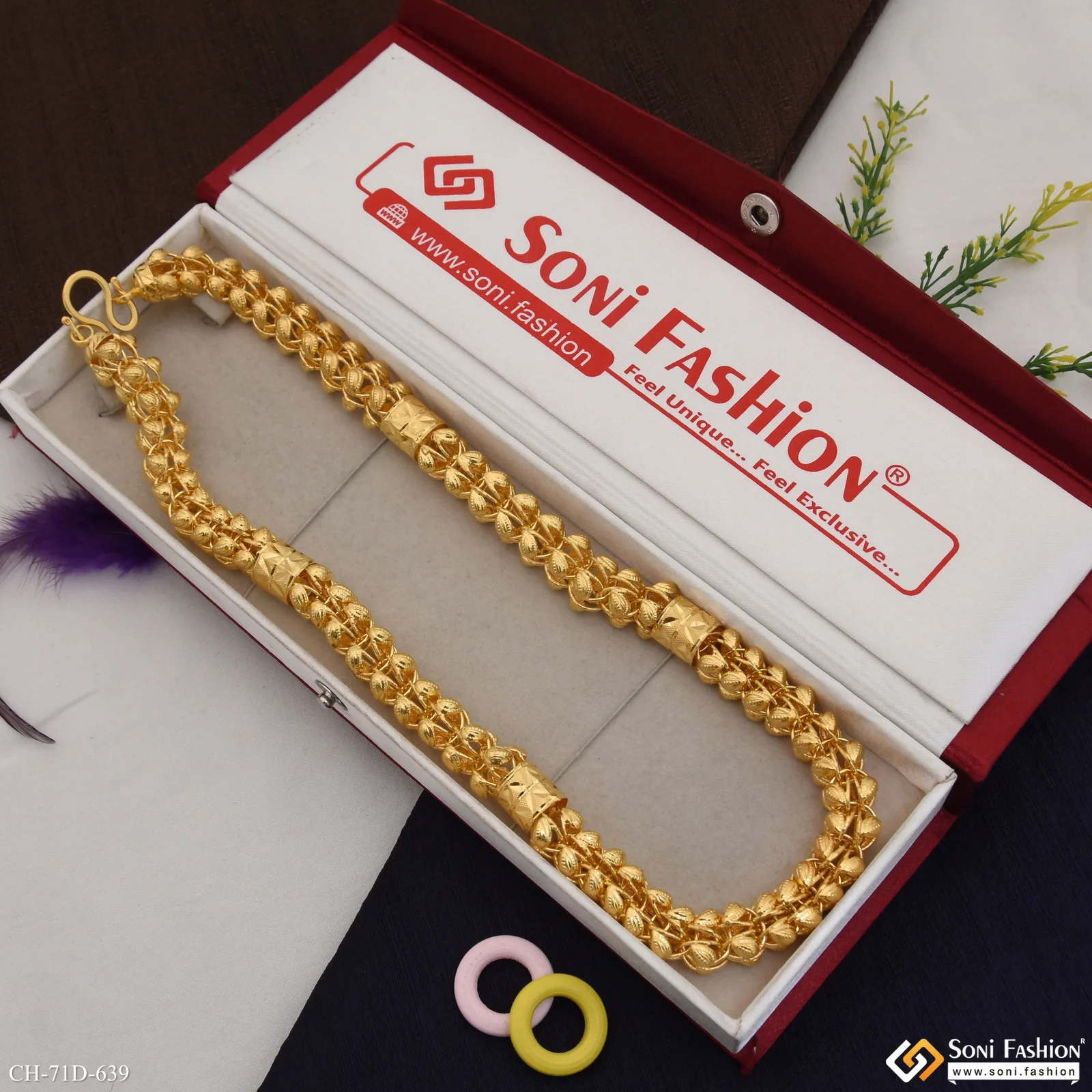 1 Gram Gold Plated Excellent Design Rajwadi Chain for Men - Style D639 - Image 3