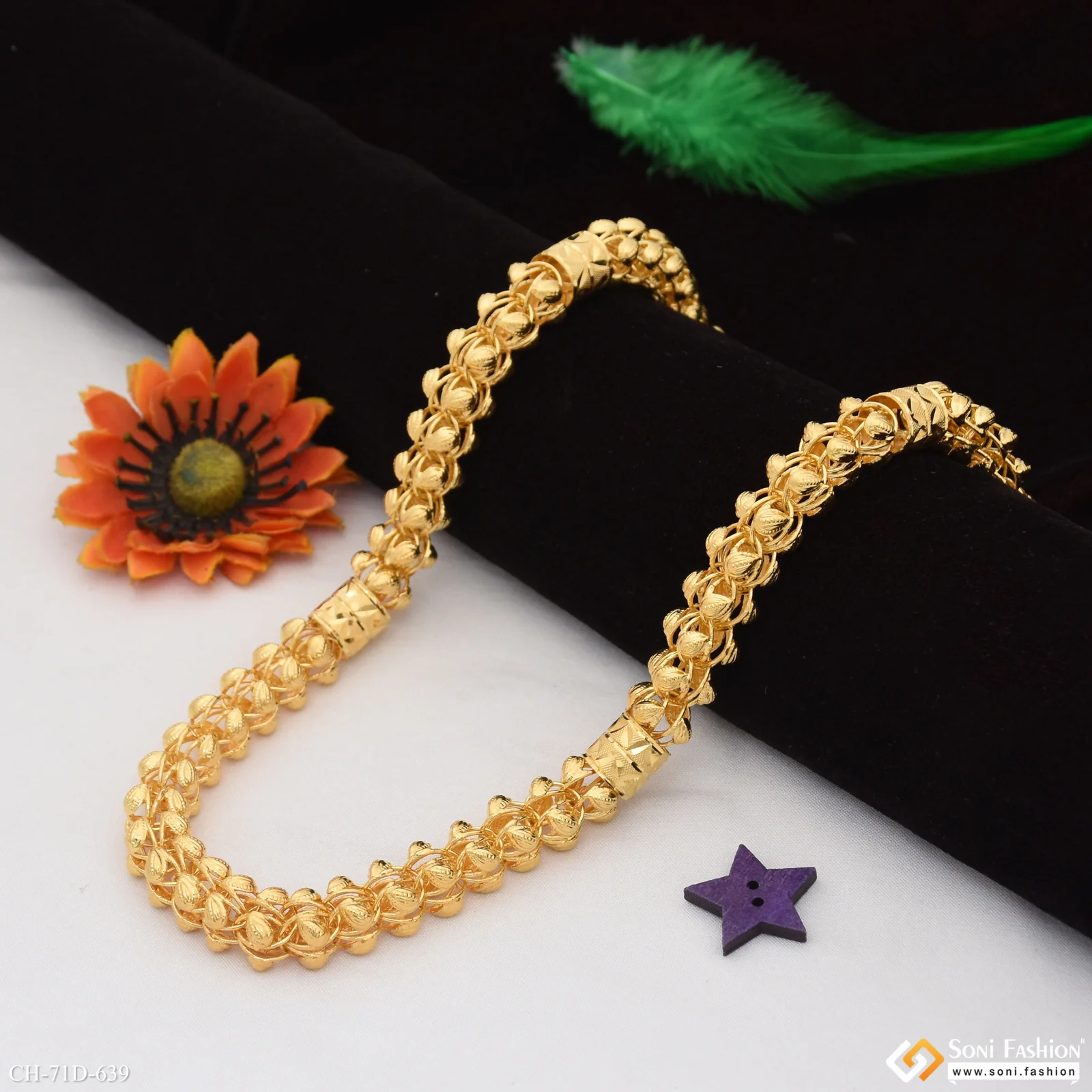 1 Gram Gold Plated Excellent Design Rajwadi Chain for Men - Style D639 - Image 4