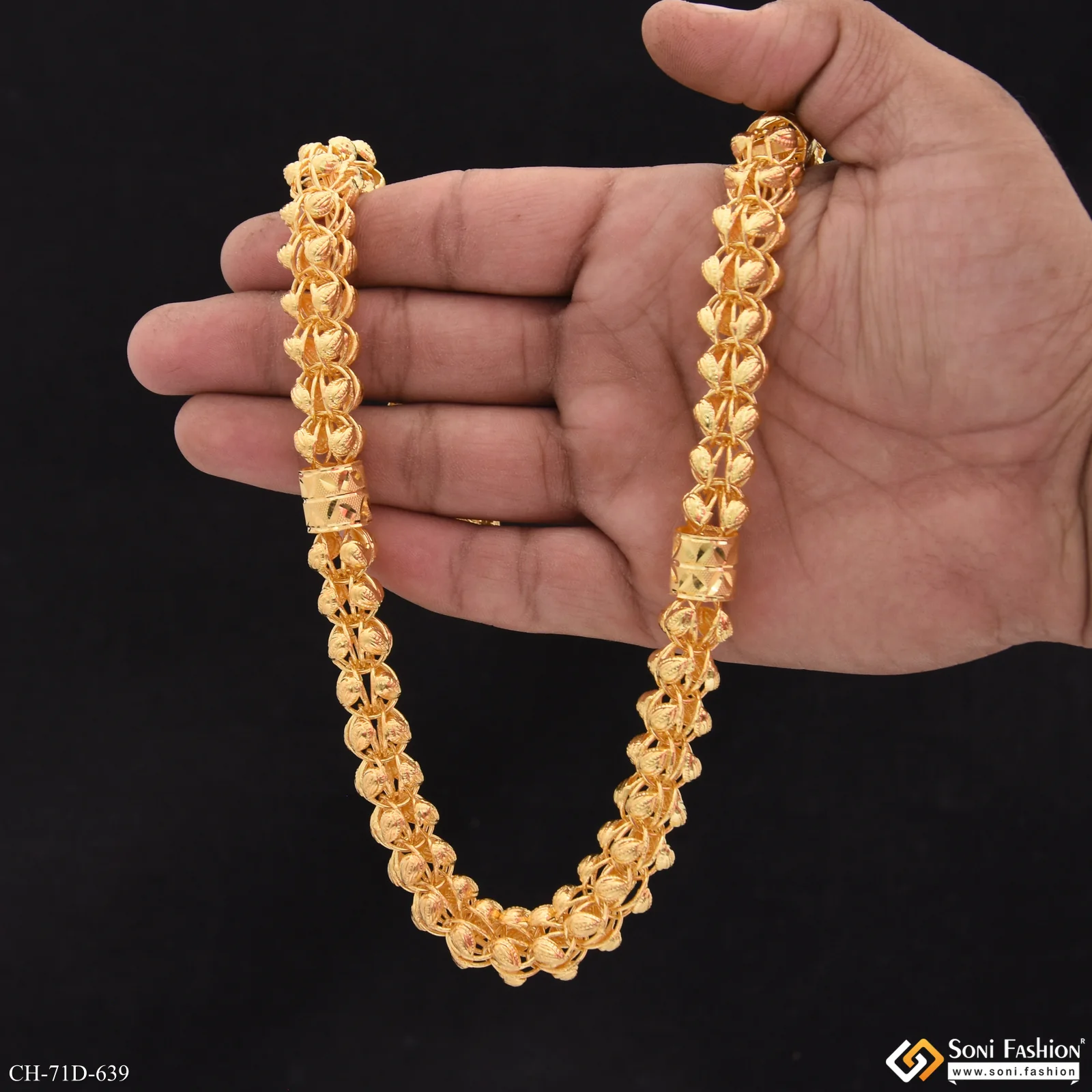 1 Gram Gold Plated Excellent Design Rajwadi Chain for Men - Style D639 - Image 6