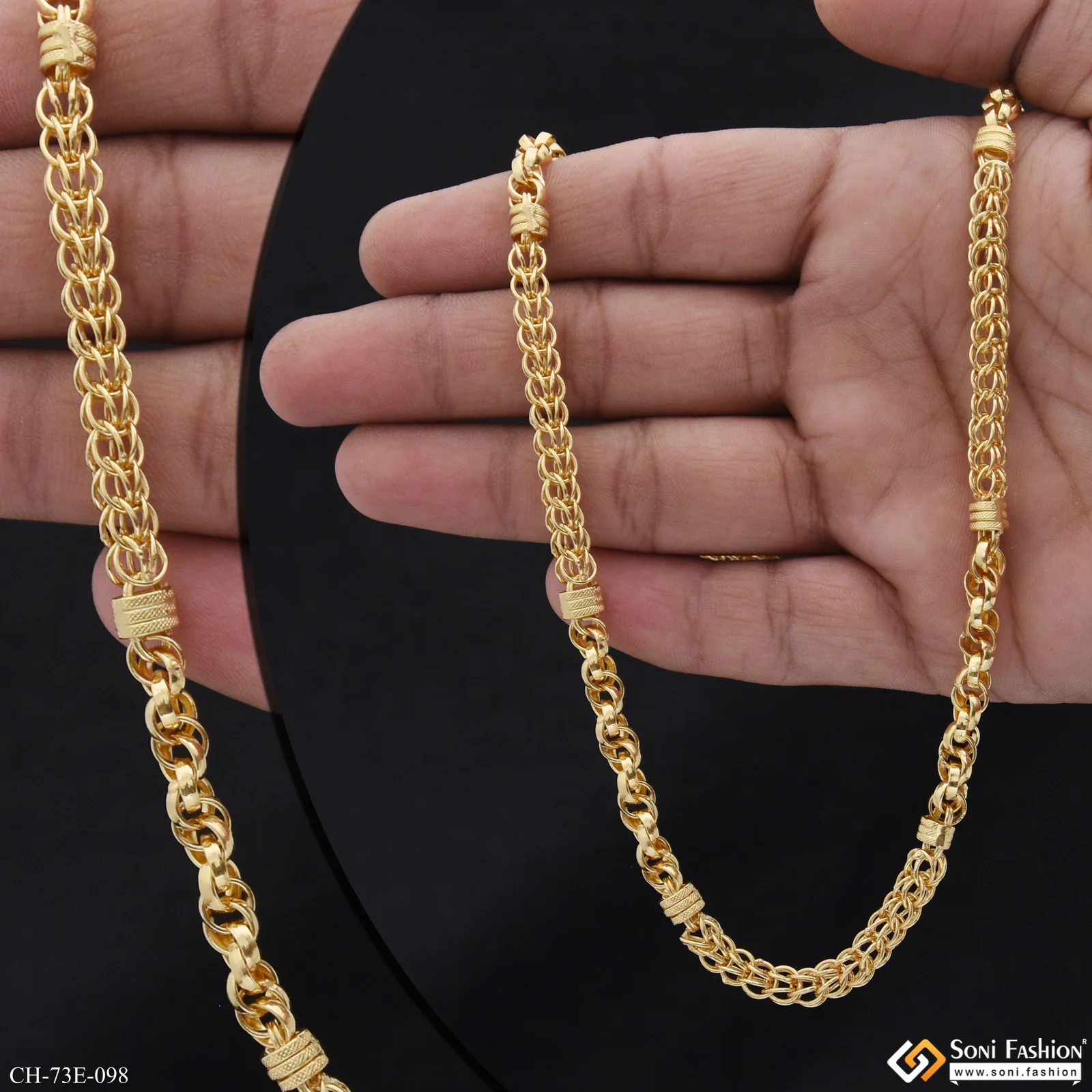 1 Gram Gold Plated Excellent Design Rajwadi Chain for Men - Style E098 - Image 2
