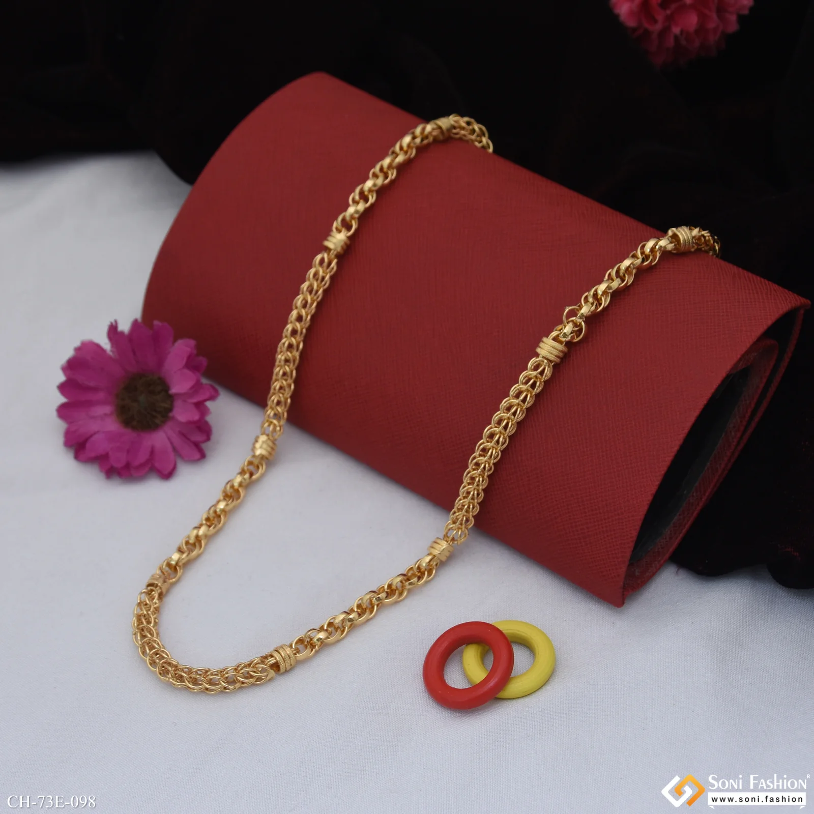 1 Gram Gold Plated Excellent Design Rajwadi Chain for Men - Style E098 - Image 4