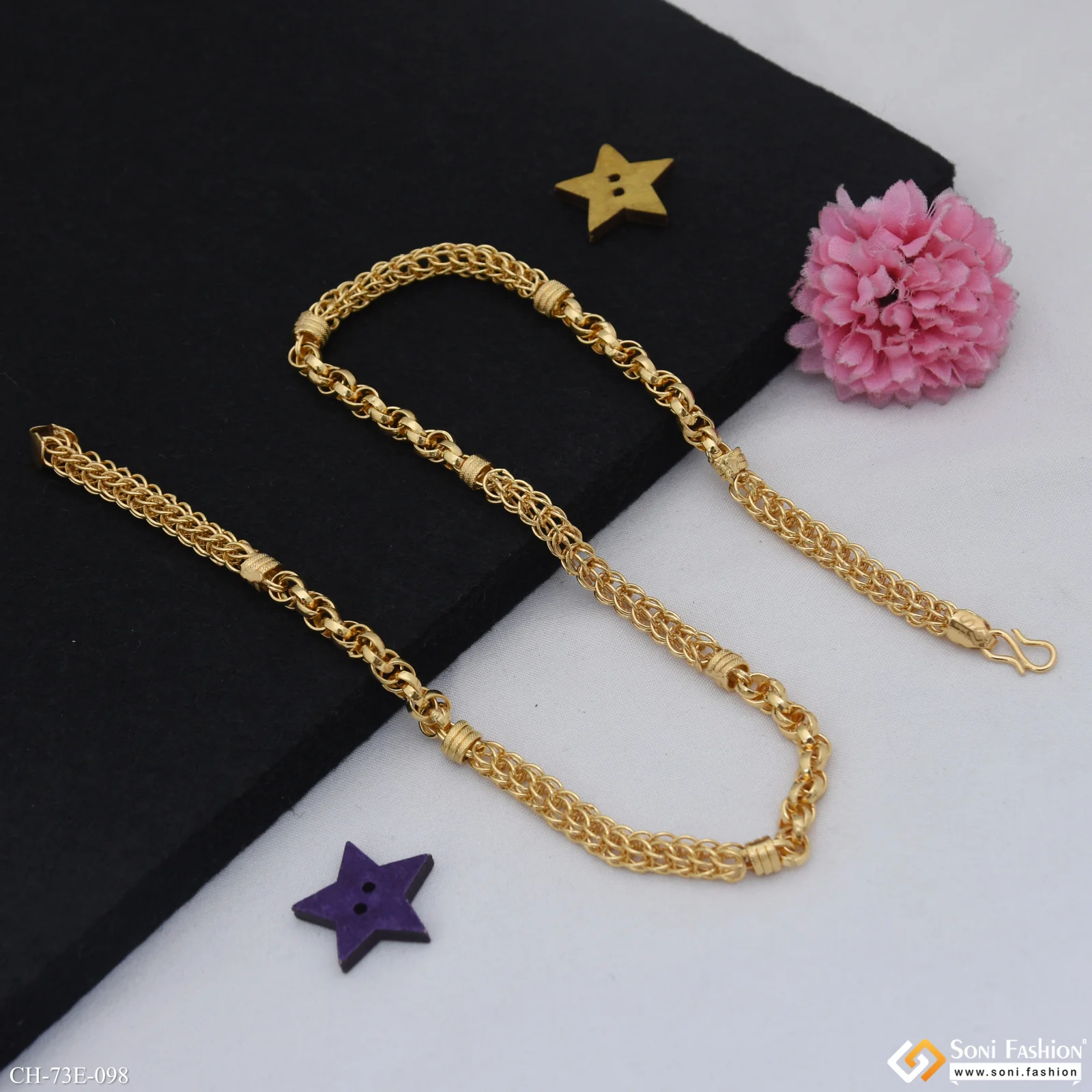 1 Gram Gold Plated Excellent Design Rajwadi Chain for Men - Style E098 - Image 5