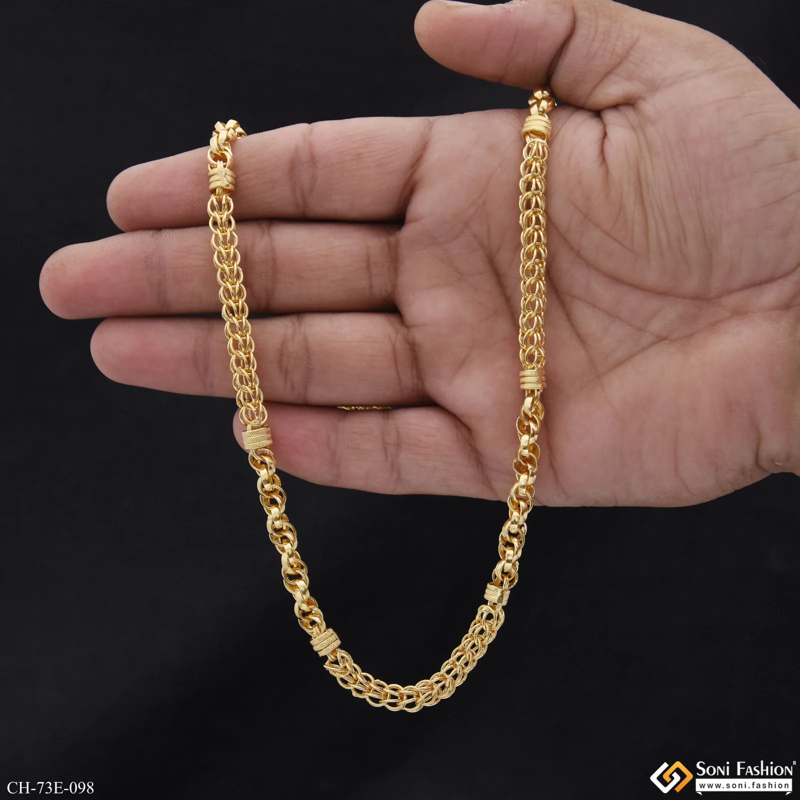 1 Gram Gold Plated Excellent Design Rajwadi Chain for Men - Style E098 - Image 6
