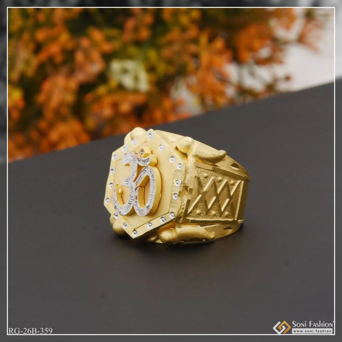 1 Gram Gold Plated Om Exceptional Design High-Quality Ring for Men - Style B359 - Image 3
