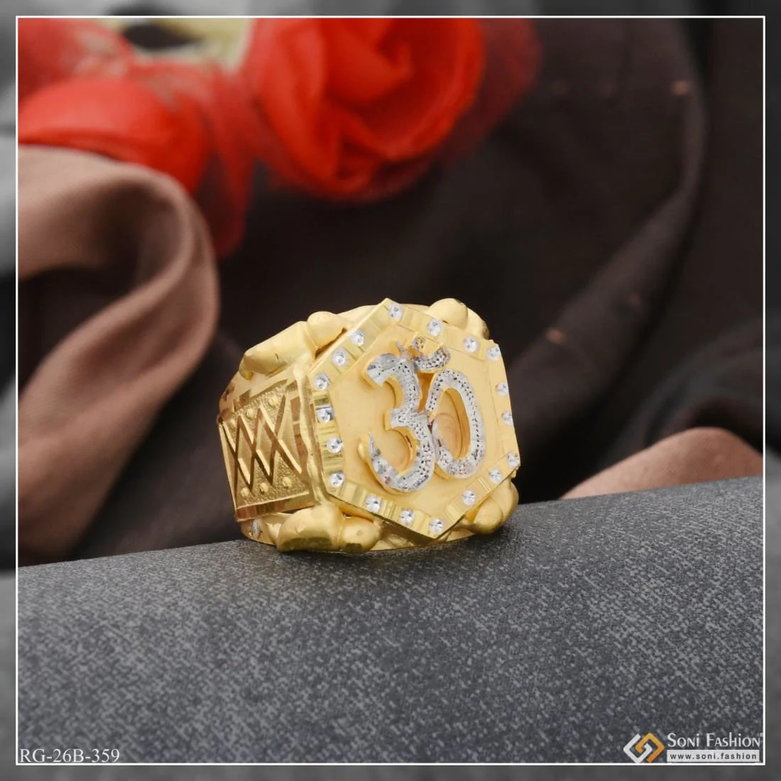 1 Gram Gold Plated Om Exceptional Design High-Quality Ring for Men - Style B359 - Image 4