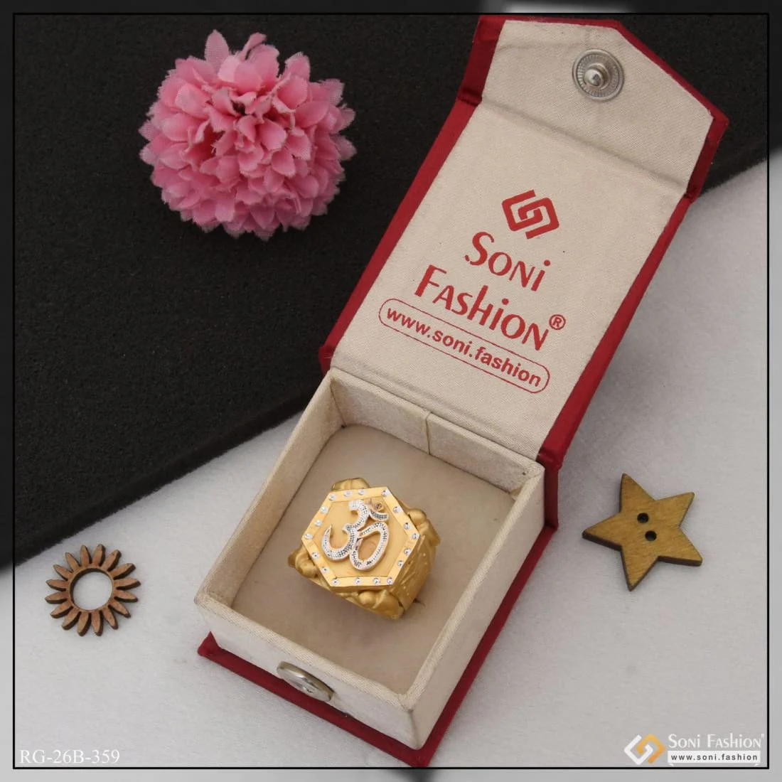 1 Gram Gold Plated Om Exceptional Design High-Quality Ring for Men - Style B359 - Image 5