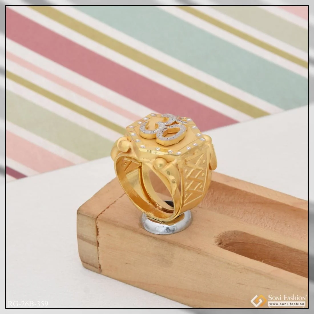 1 Gram Gold Plated Om Exceptional Design High-Quality Ring for Men - Style B359 - Image 7