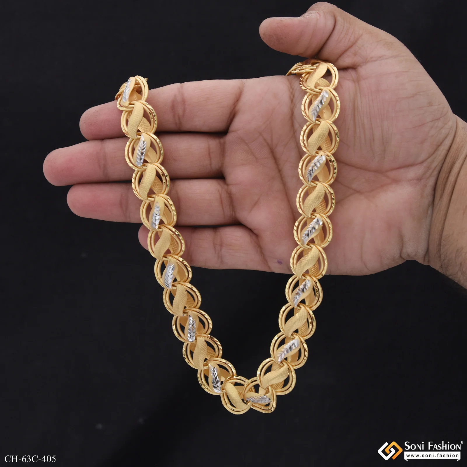 1 Gram Gold Plated Exceptional Design Kohli Chain for Men - Style C405 - Image 7