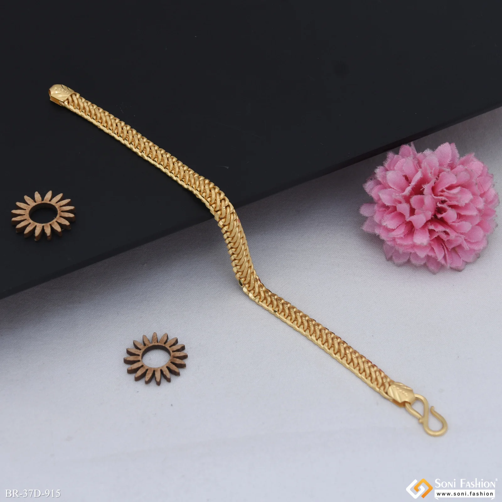 1 Gram Gold Plated Exciting Design Link Bracelet for Men - Style D915 - Image 3