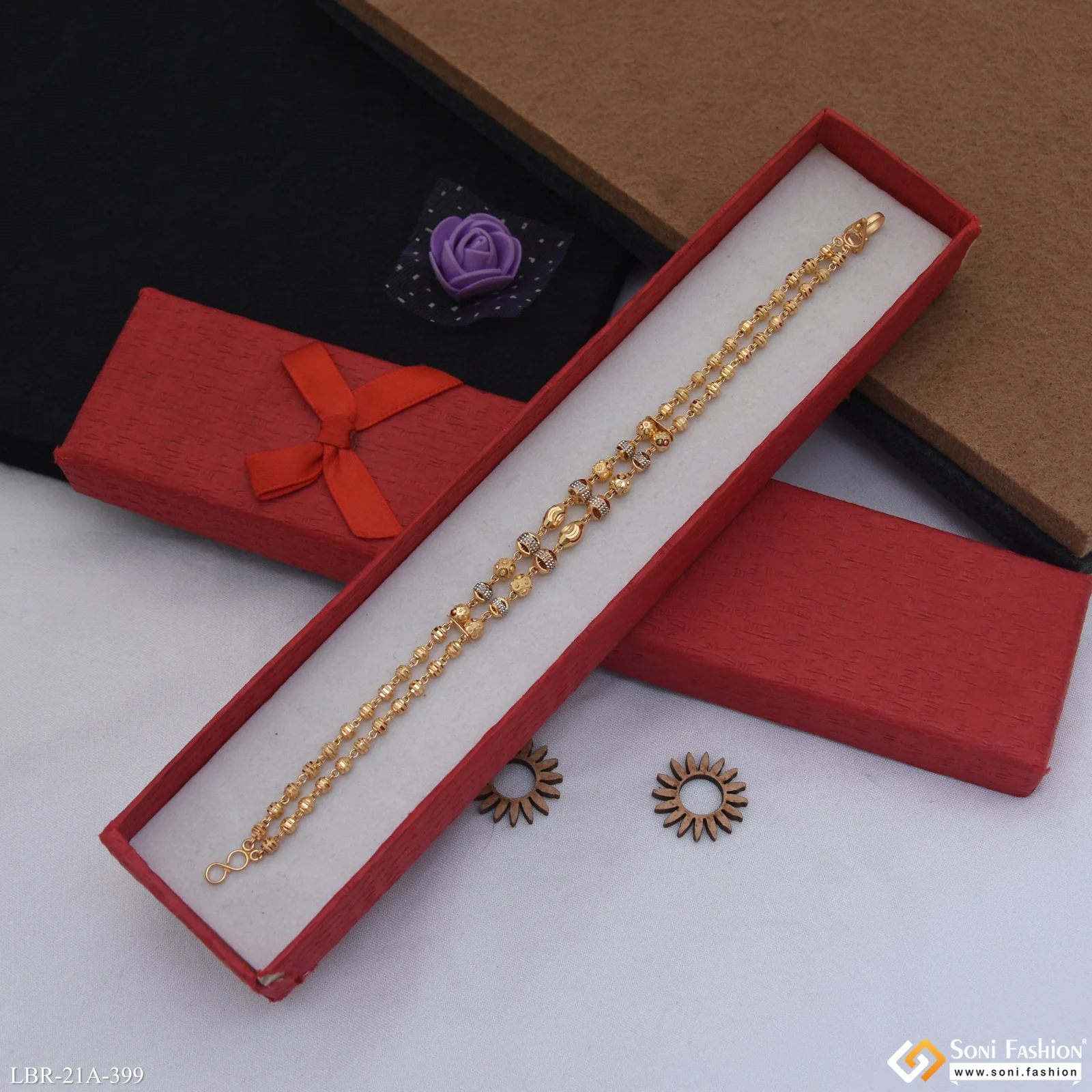 1 Gram Gold Plated Exclusive Design Bracelet for Ladies - Style A399 - Image 3