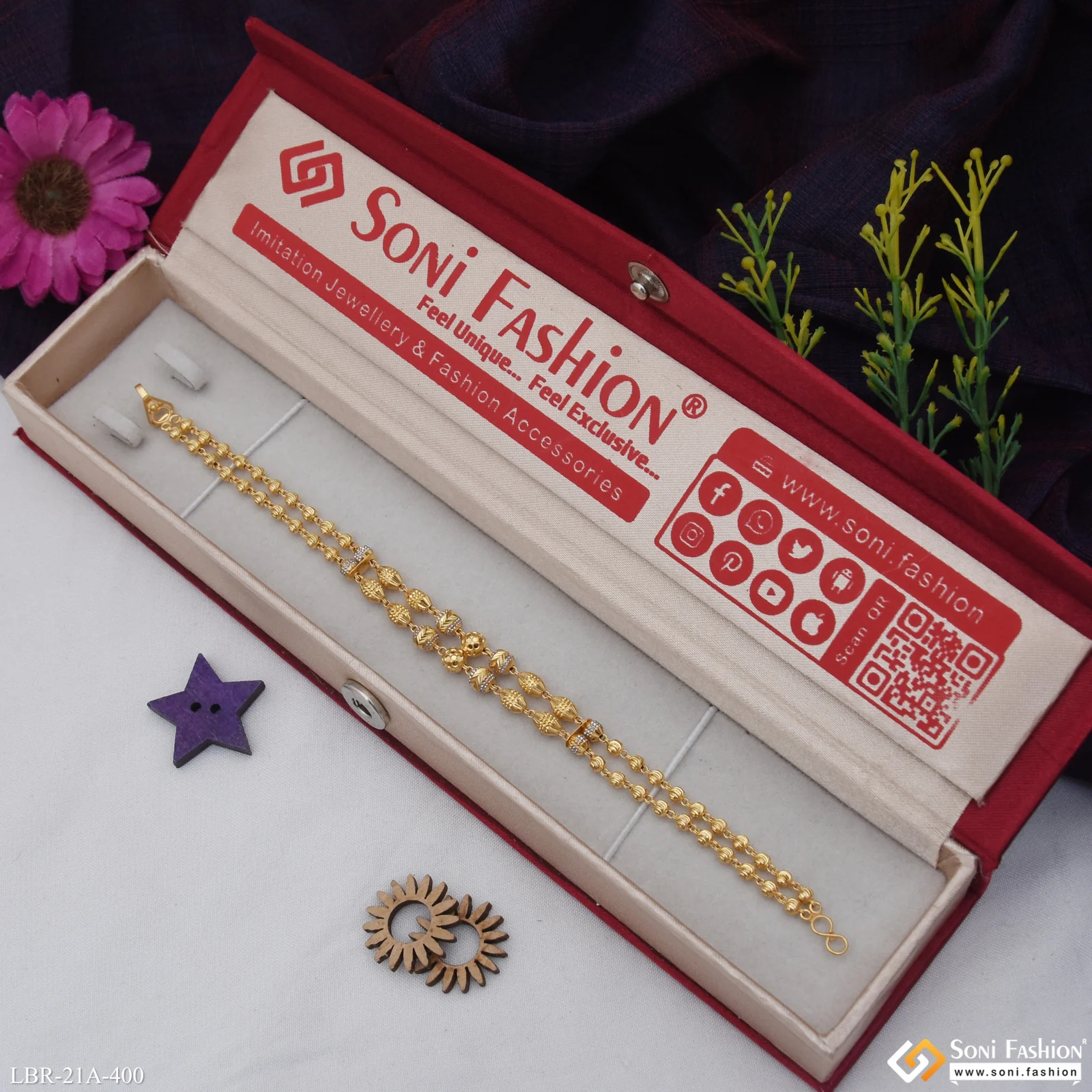 1 Gram Gold Plated Exclusive Design Bracelet for Ladies - Style A400 - Image 2