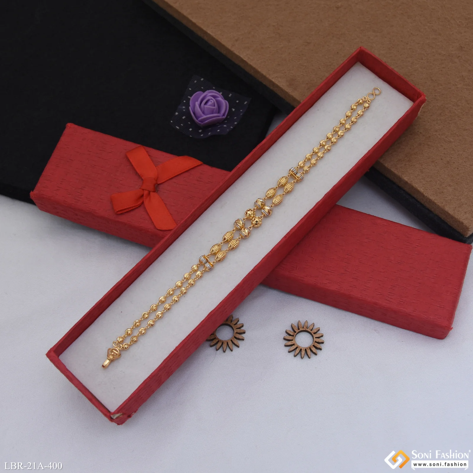 1 Gram Gold Plated Exclusive Design Bracelet for Ladies - Style A400 - Image 3