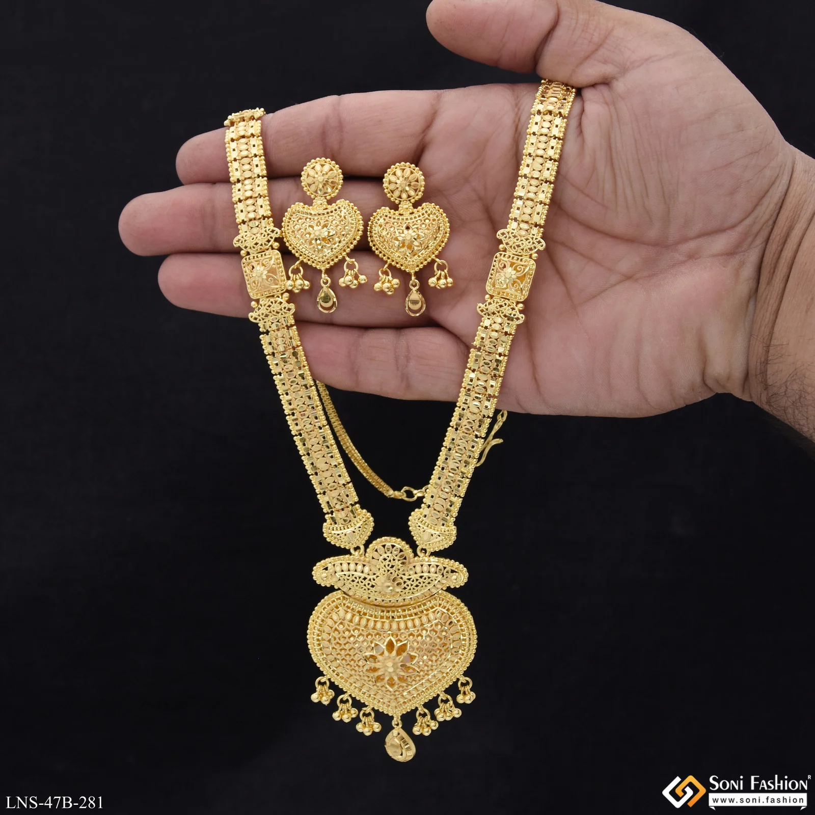 1 Gram Gold Plated Exclusive Design Necklace Set for Women - Style B281 - Image 2
