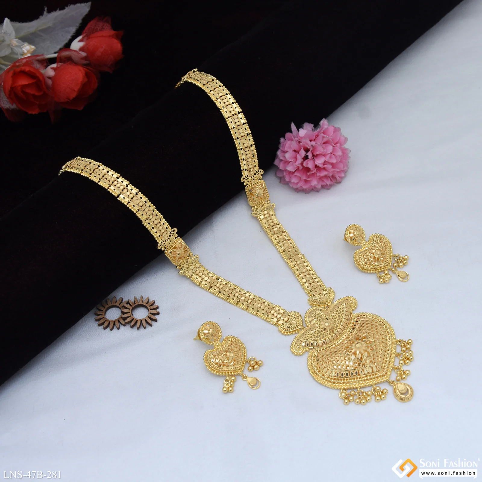 1 Gram Gold Plated Exclusive Design Necklace Set for Women - Style B281 - Image 3