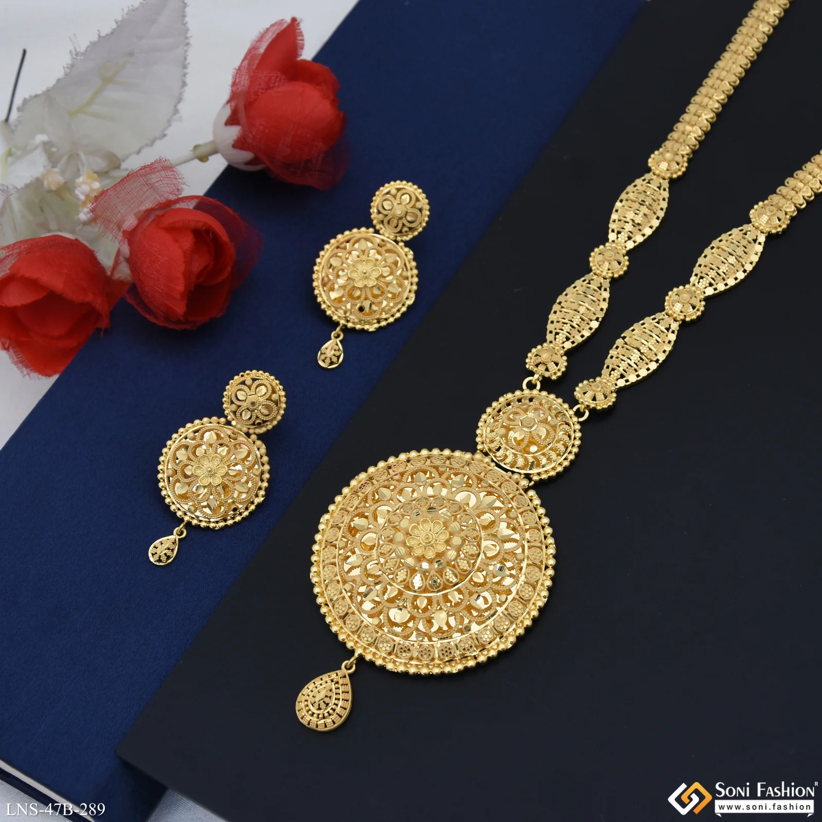 1 Gram Gold Plated Exclusive Design Necklace Set for Women - Style B289 - Image 4