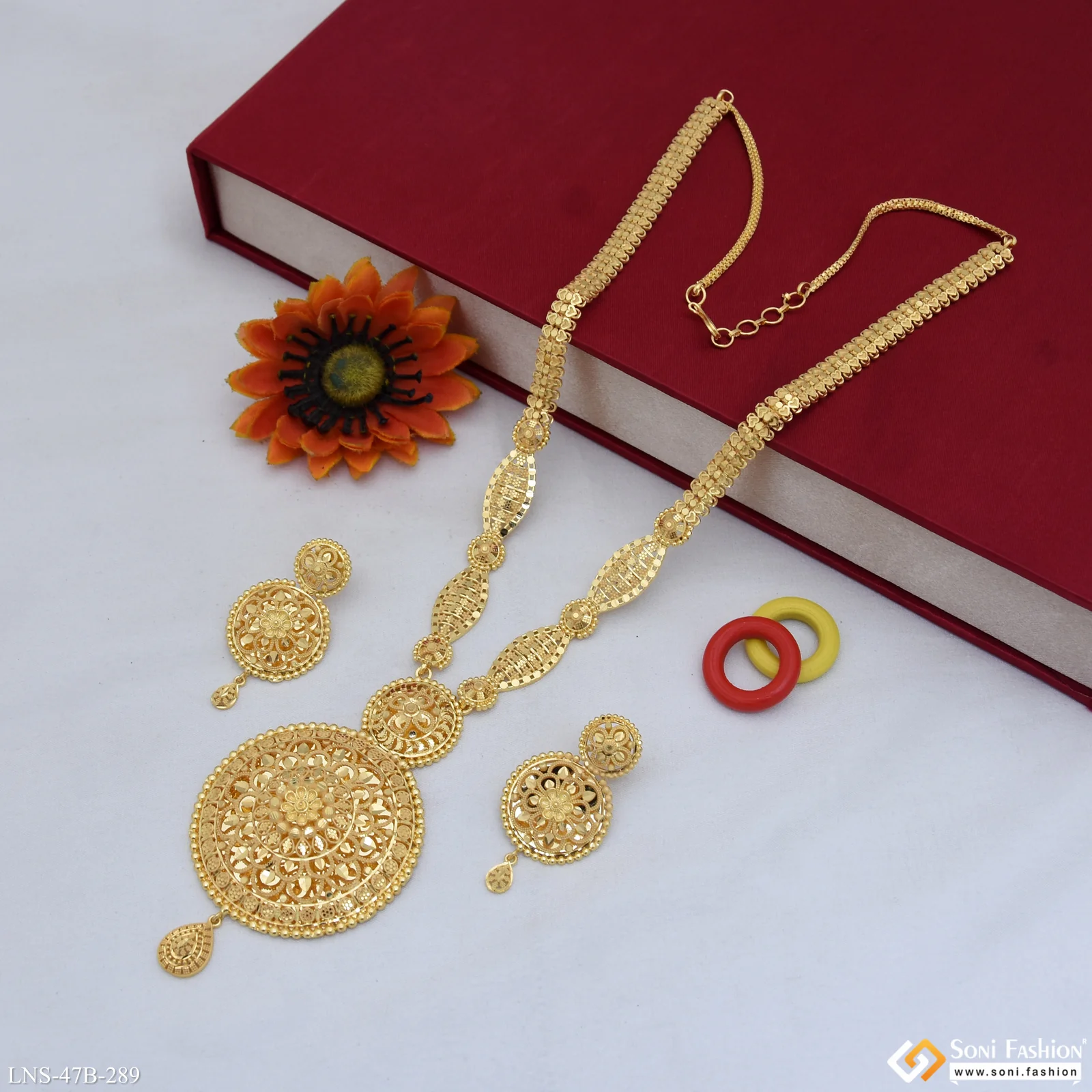 1 Gram Gold Plated Exclusive Design Necklace Set for Women - Style B289 - Image 5