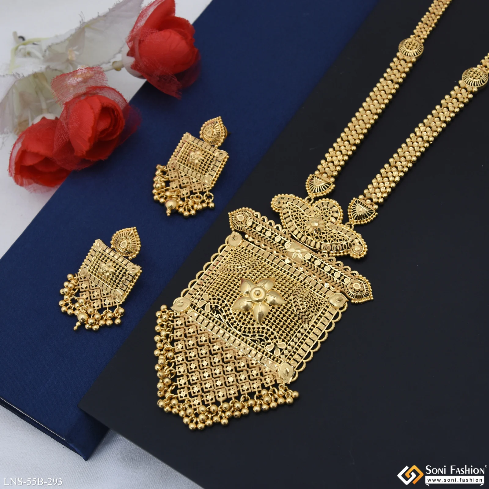 1 Gram Gold Plated Exclusive Design Necklace Set for Women - Style B293 - Image 5