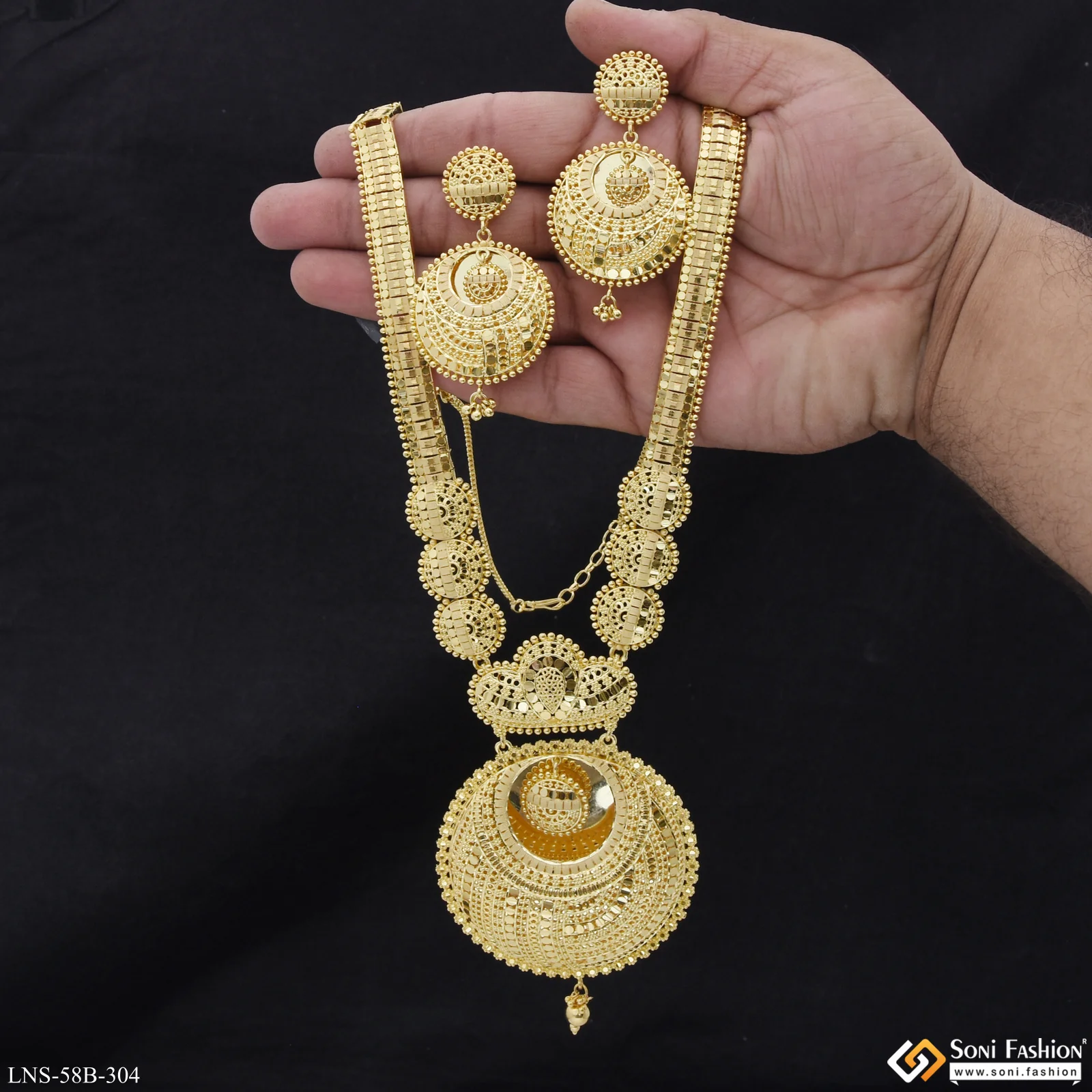 1 Gram Gold Plated Exclusive Design Necklace Set for Women - Style B304 - Image 2
