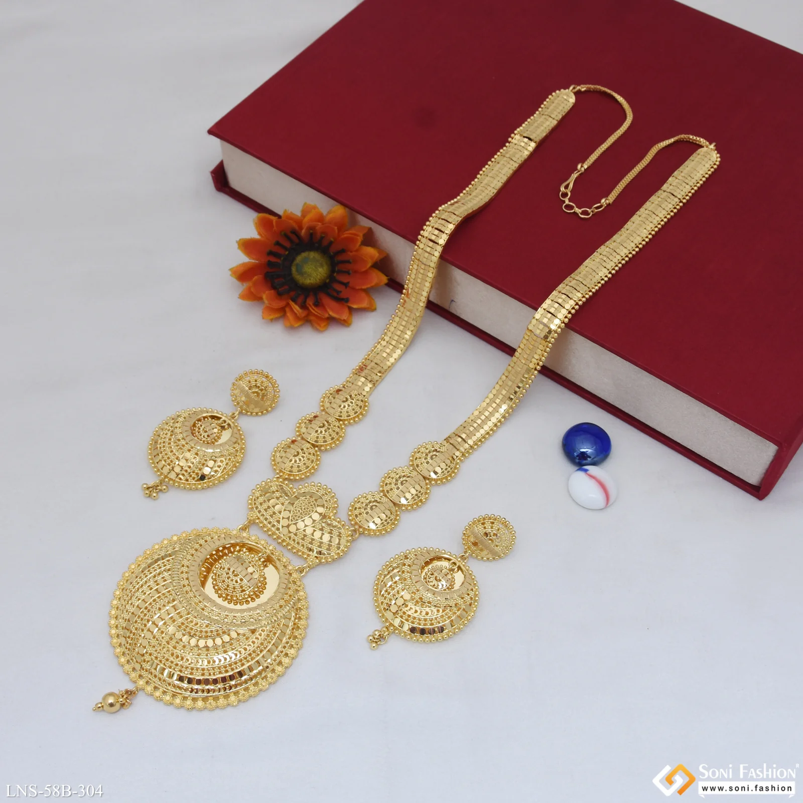 1 Gram Gold Plated Exclusive Design Necklace Set for Women - Style B304 - Image 3
