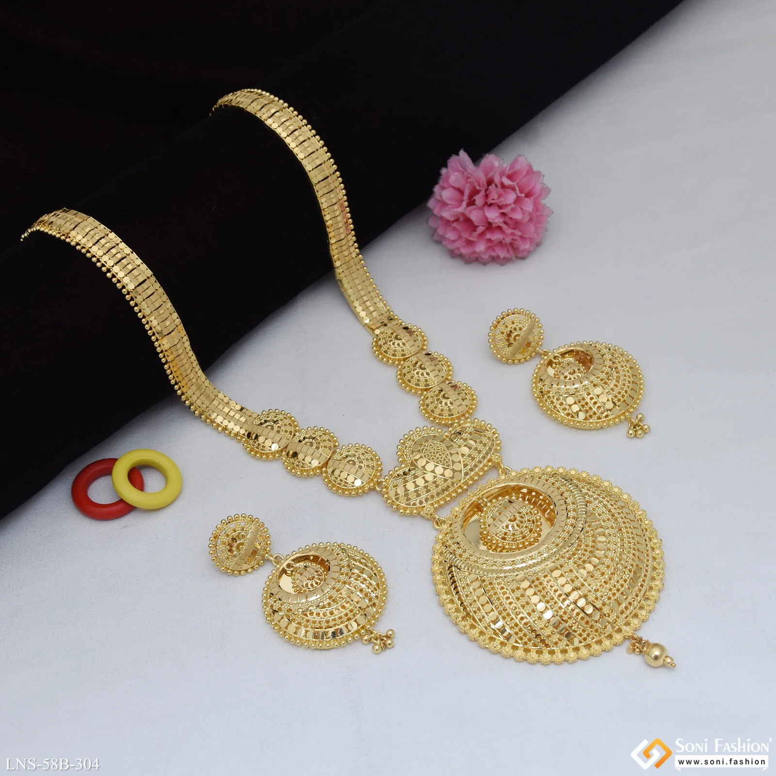 1 Gram Gold Plated Exclusive Design Necklace Set for Women - Style B304 - Image 4