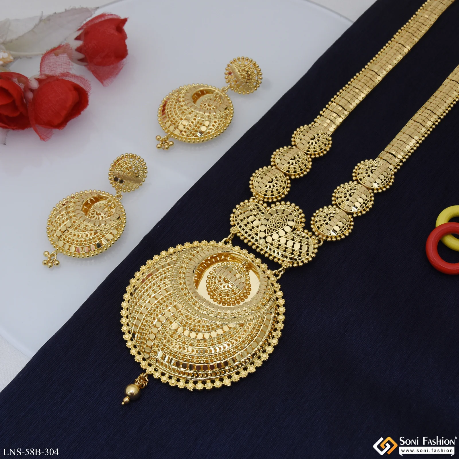 1 Gram Gold Plated Exclusive Design Necklace Set for Women - Style B304 - Image 5