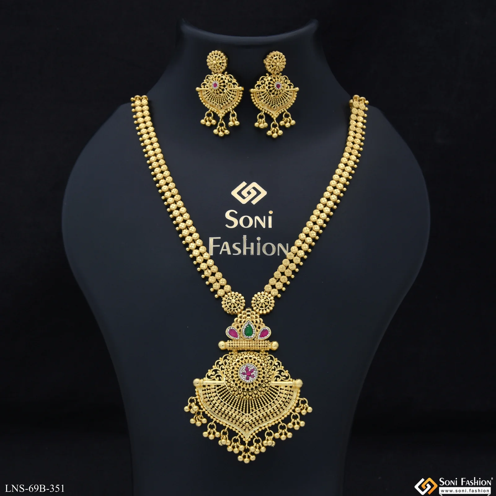 1 Gram Gold Plated Exclusive Design Necklace Set for Women - Style B351